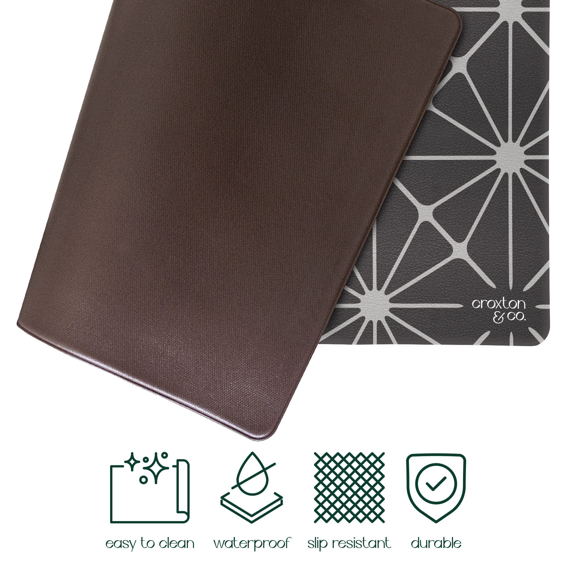Premium Non-Slip Faux Leather Dog Food Mat - Large 12