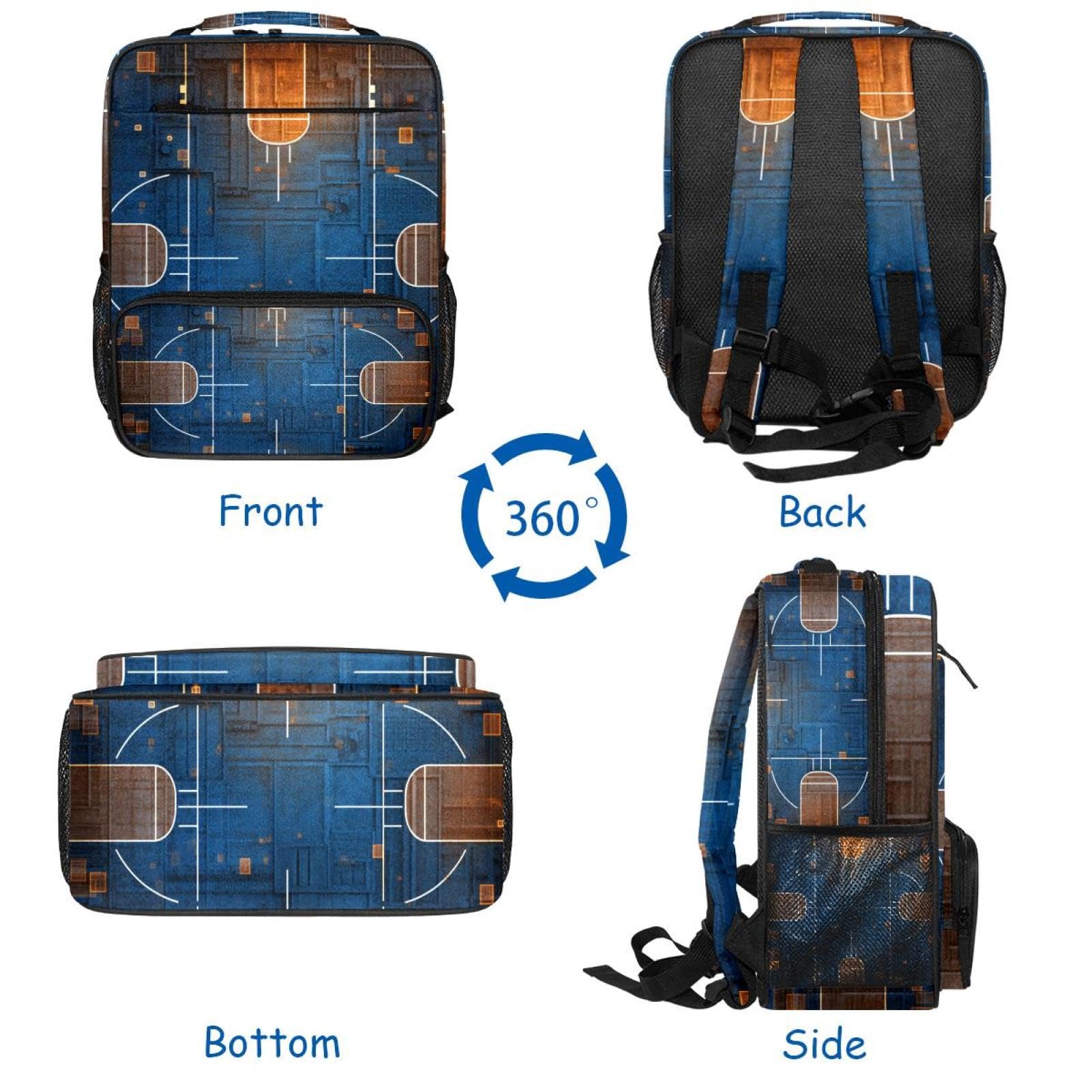 Men's & Women's Travel Backpack - Durable Art Basketball Court Design Backpack for Hiking, Gym, School & Daily Commute
