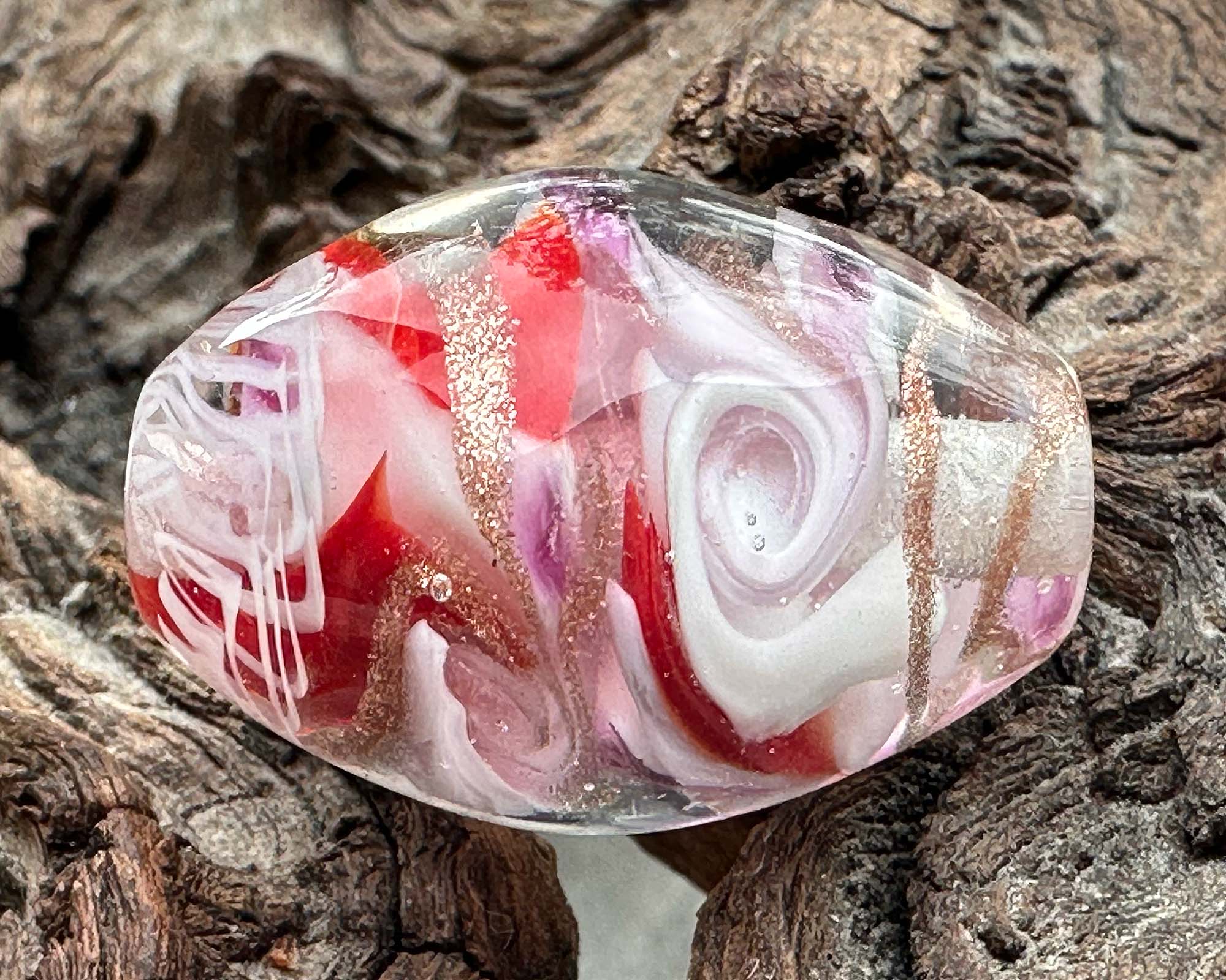 Valentine Love Lampwork Glass Focal Bead - Handmade SRA Artisan Jewelry Bead for Necklace, Bracelet & DIY Craft Projects - Perfect for Valentine's Day Gifts & Romantic Jewelry Making