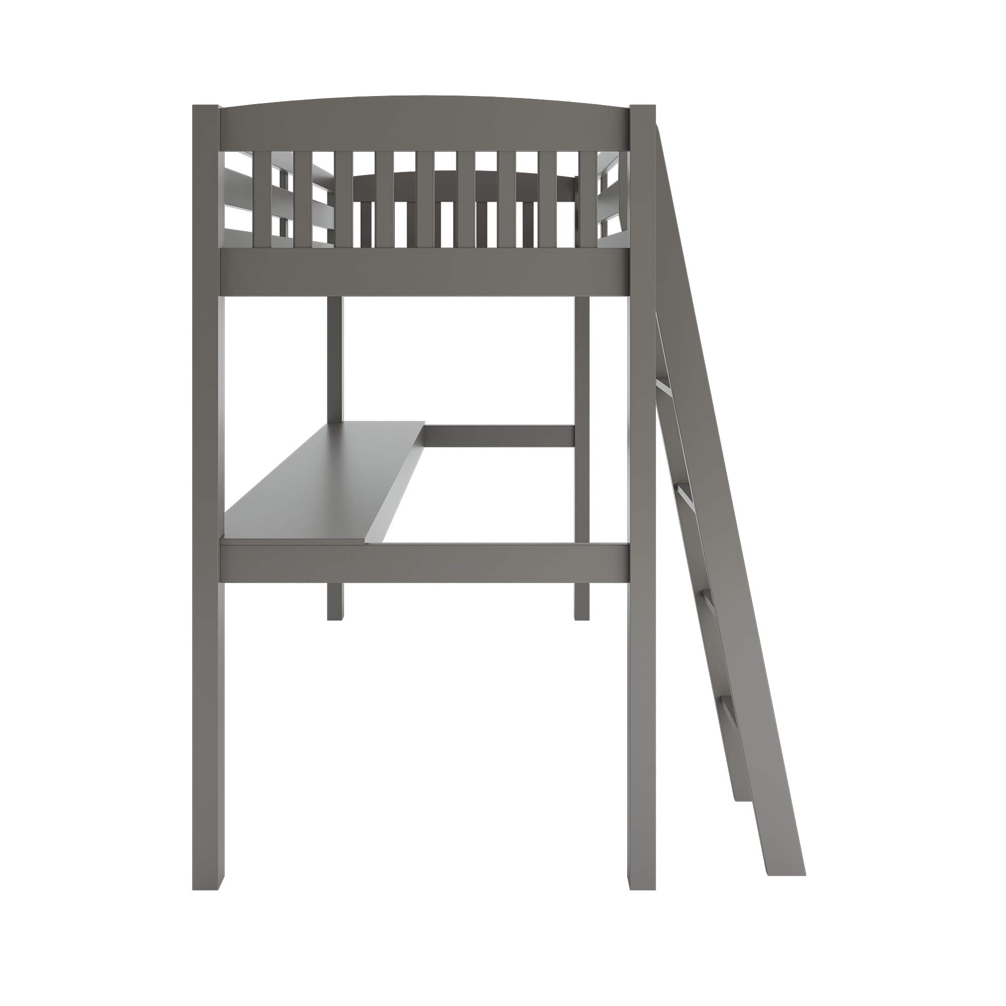 **High Loft Bed with Desk & Safety Guardrail - Twin Size Wooden Loft Bed for Kids, Teens & Adults - Sturdy Slat Support & Angled Ladder - Perfect for Small Rooms, Dorms & Apartments (Twin, Gray)**