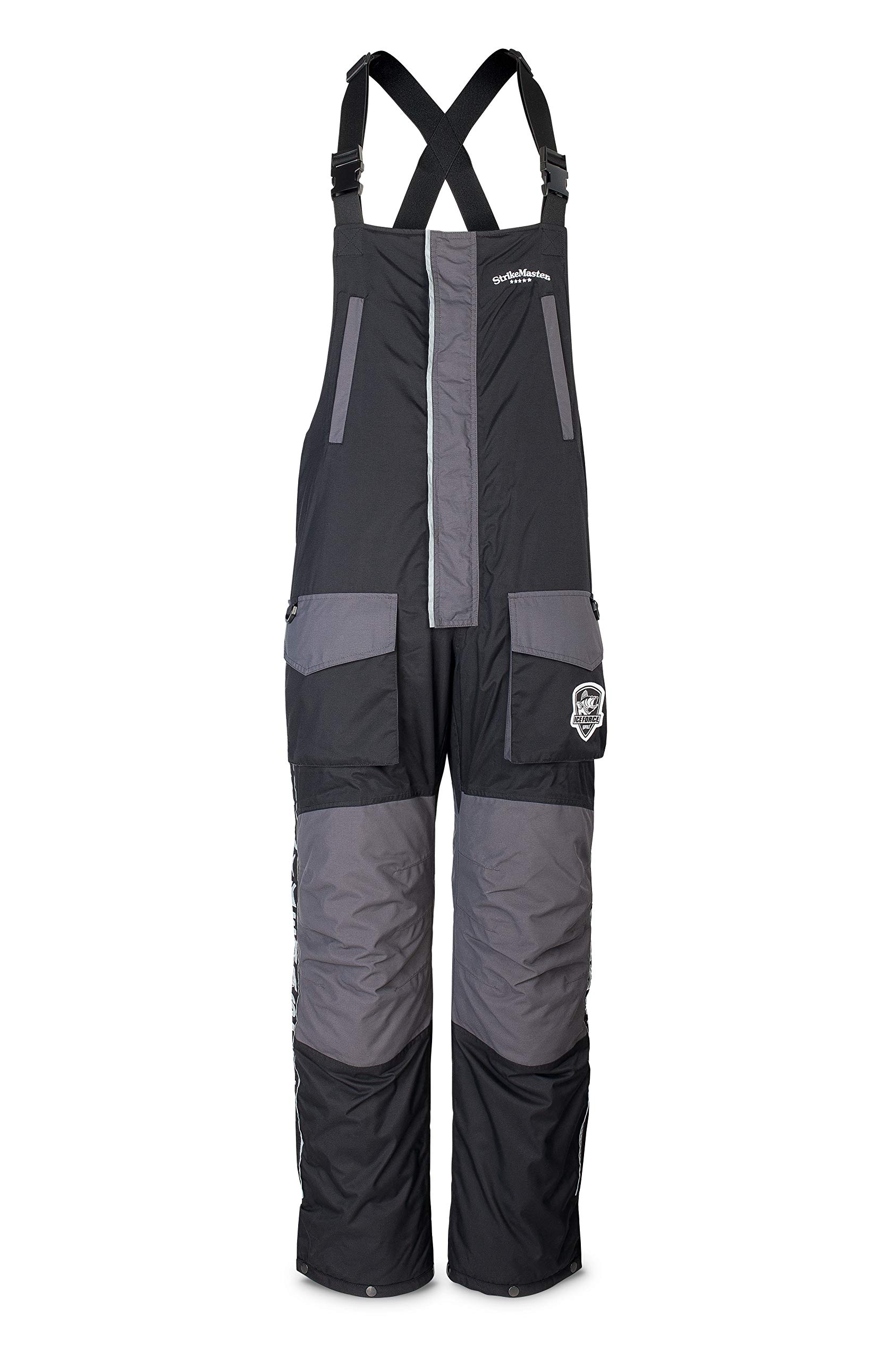 Strikemaster Men's Battle Ice Fishing Bib - Heavy Duty Waterproof Snow Pants for Winter Fishing, Hunting & Outdoor Activities (3X-Large, Grey/Black) - Perfect for Ice Anglers & Cold Weather Adventures