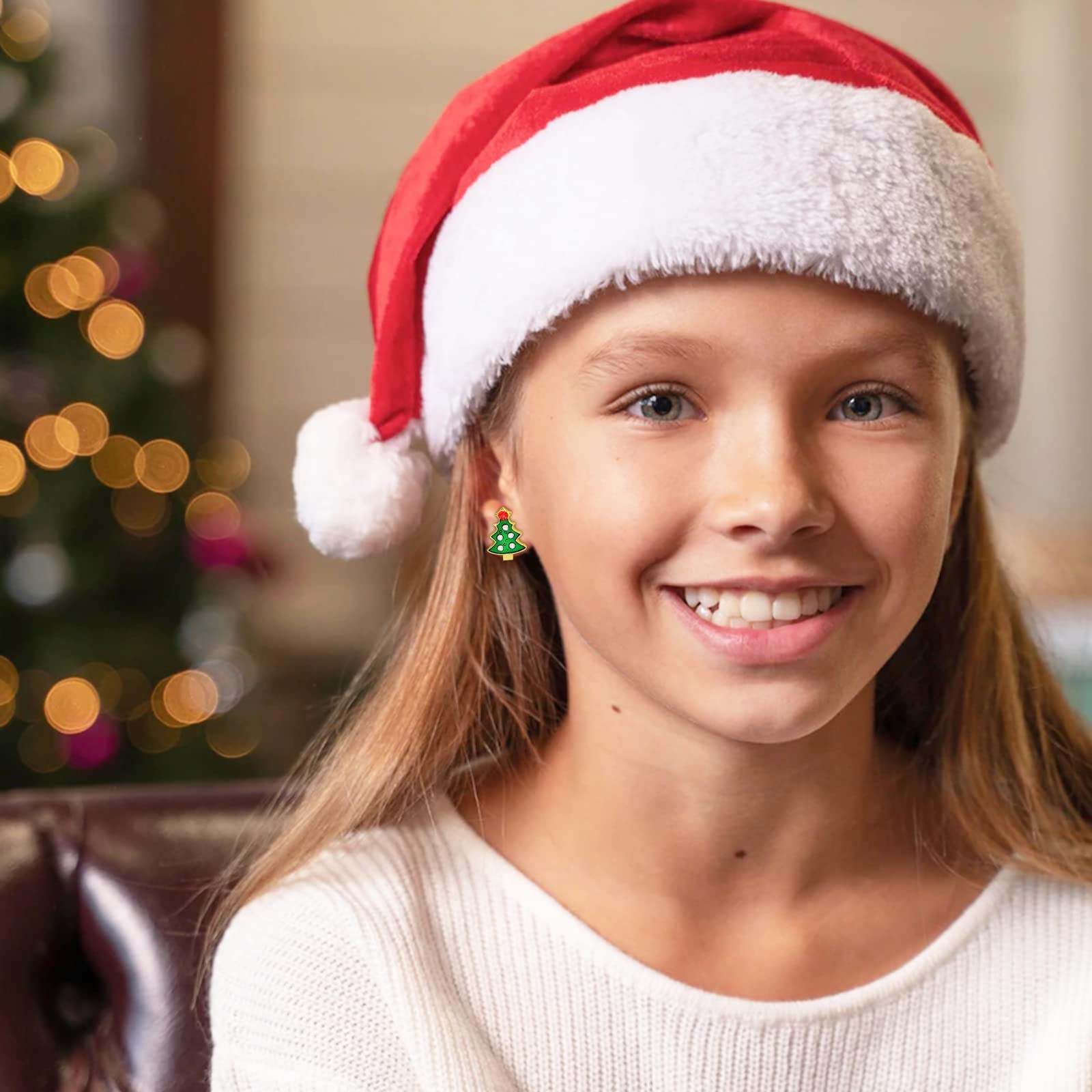 Christmas Earrings for Women - Cute Holiday Stud Earrings Set with Christmas Tree, Bow, Santa, Elk, Snowman & Candy Designs | Perfect Christmas Jewelry Gifts & Stocking Stuffers for Parties, Office Celebrations & Festive Outfits