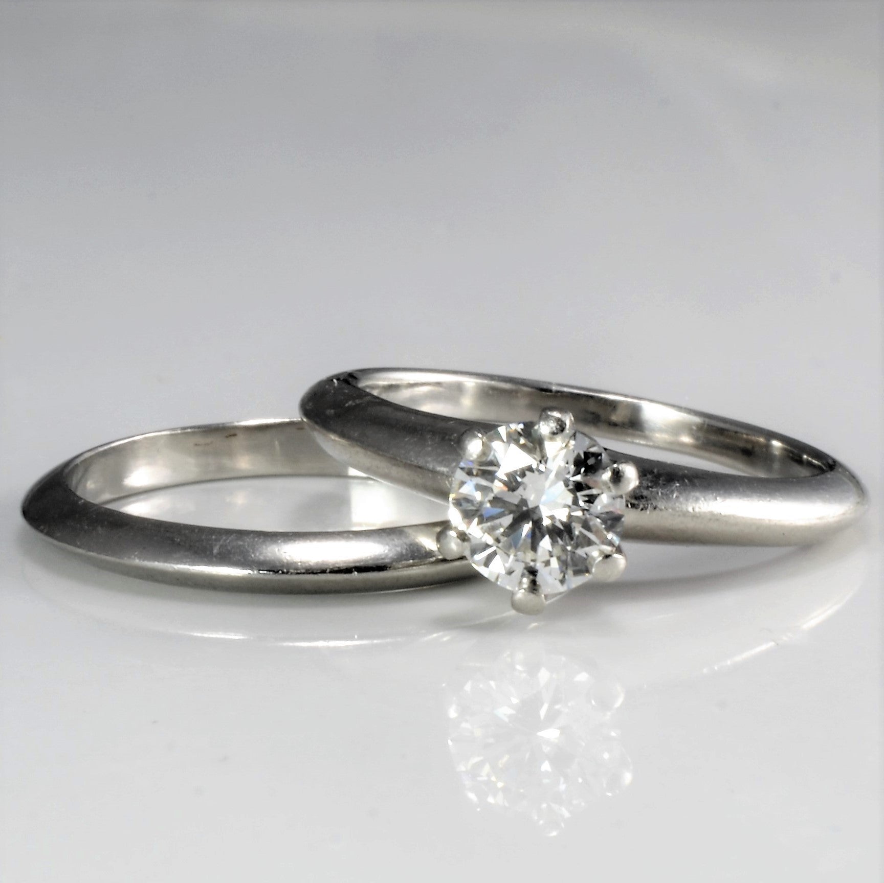Tiffany & Co. Classic Solitaire Wedding Ring Set | 0.63 Carat Diamond Engagement & Wedding Band | Size 5.5 | Perfect for Proposals, Anniversaries & Bridal Jewelry