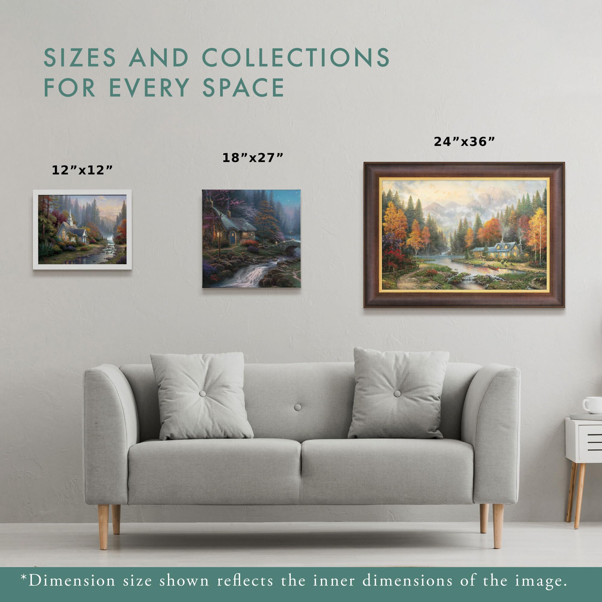 Thomas Kinkade Beside Still Waters 14x14 Inch Gallery Wrapped Canvas Art - Frameless Christian Wall Decor for Living Room, Bedroom & Office - Includes Certificate of Authenticity - Perfect Gift for Home Decor & Religious Inspiration
