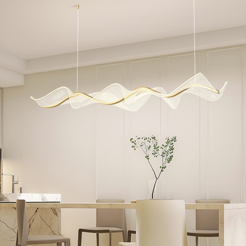 Wave LED Hanging Light - Modern Dimmable Pendant Lighting for Dining Room, Kitchen Island & Bar Counter | Energy-Efficient Indoor Ceiling Fixture for Home & Restaurant Decor