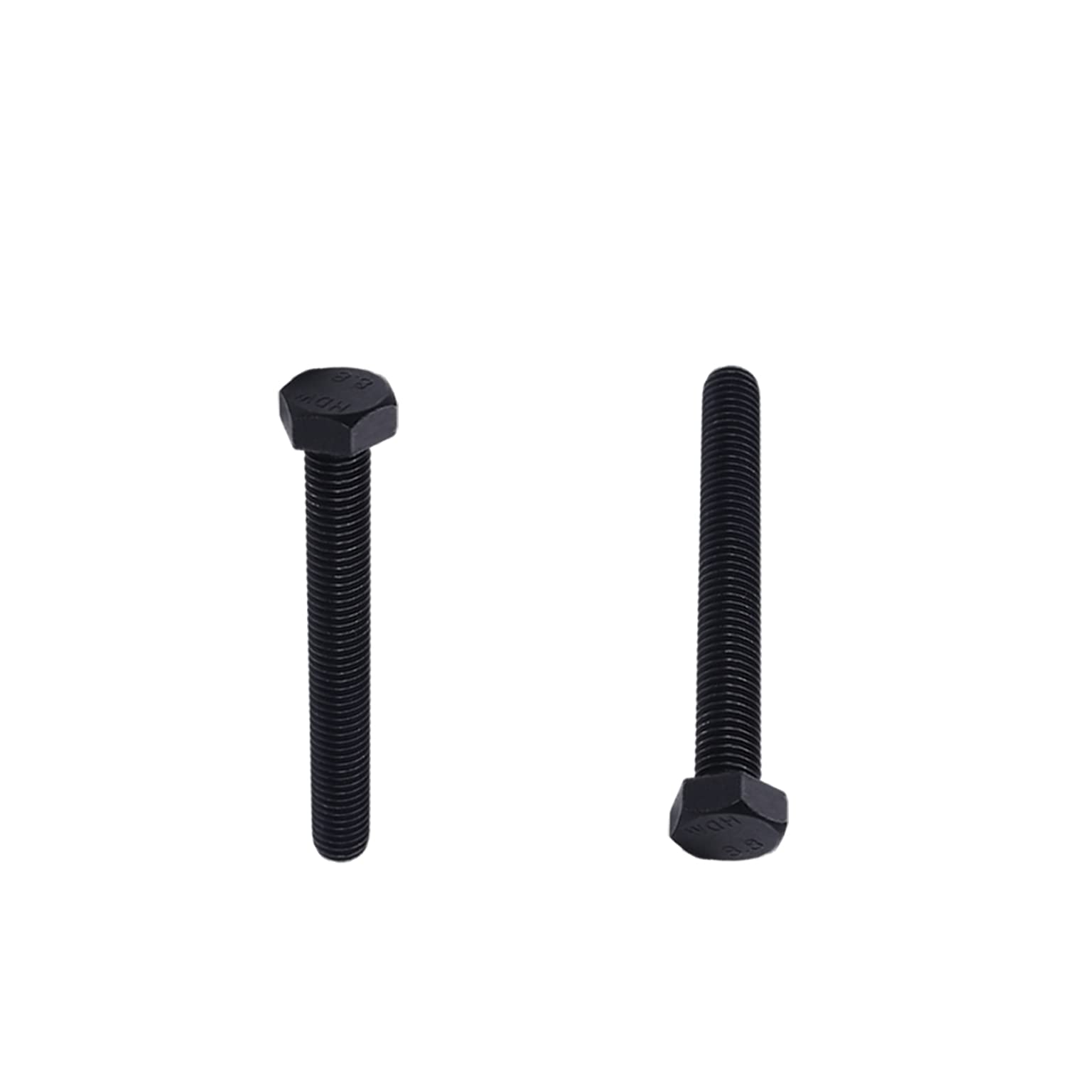 M10x80mm Hex Head Screws Bolts - Carbon Steel Fully Threaded Black Fasteners (5PCS) - Heavy Duty Construction, Furniture Assembly & Automotive Repair