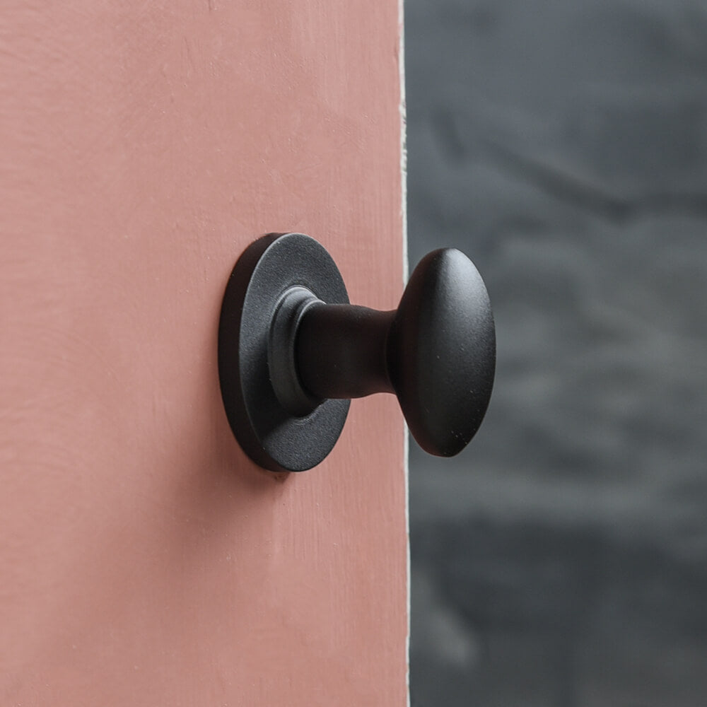 Zero Black Oval Bathroom Thumbturn Lock - Durable Privacy Door Knob for Bathrooms, Bedrooms & Interior Doors | Easy Installation & Smooth Operation