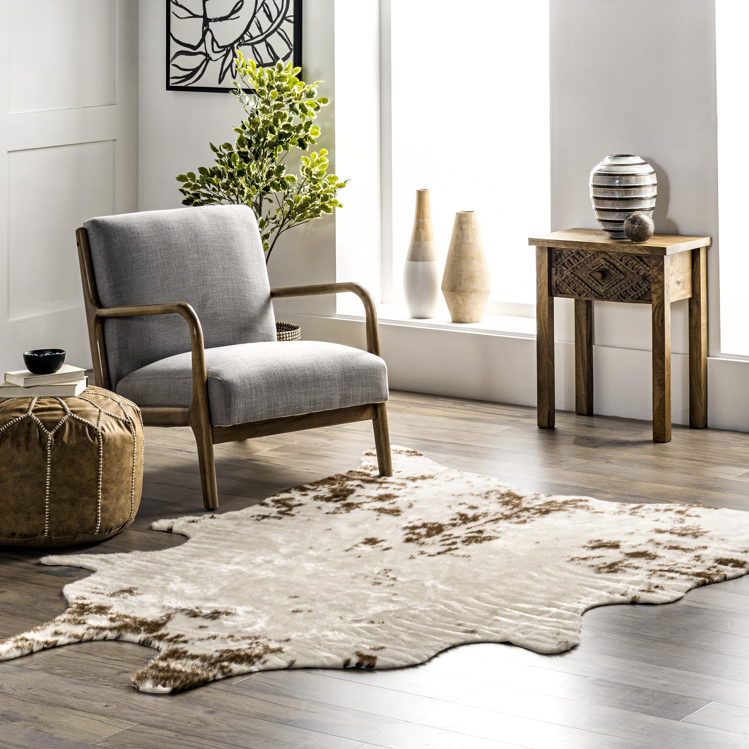 nuLOOM Marcia Brown 6' x 8' Machine Washable Stain-Resistant Area Rug - Soft Medium Pile for Living Room, Bedroom, Dining Room | Perfect for High Traffic Areas & Pet-Friendly Homes