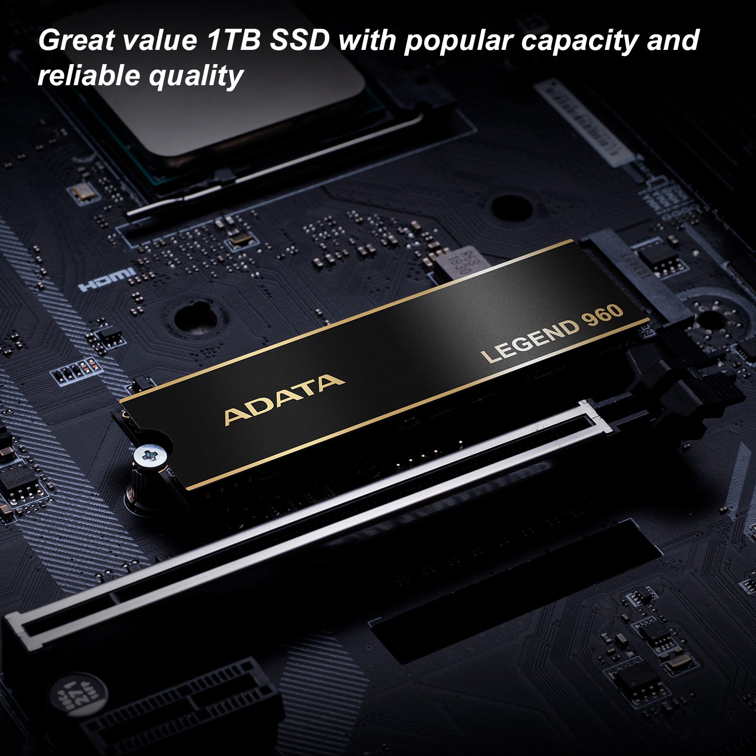 ADATA 1TB SSD Legend 960 NVMe PCIe Gen4 x4 M.2 2280 Internal Gaming Solid State Drive - Up to 7400MB/s Read Speed, 3D NAND Flash for PS5, PC, Laptop & Workstation - High Performance Storage for Gaming, Video Editing & Data Processing