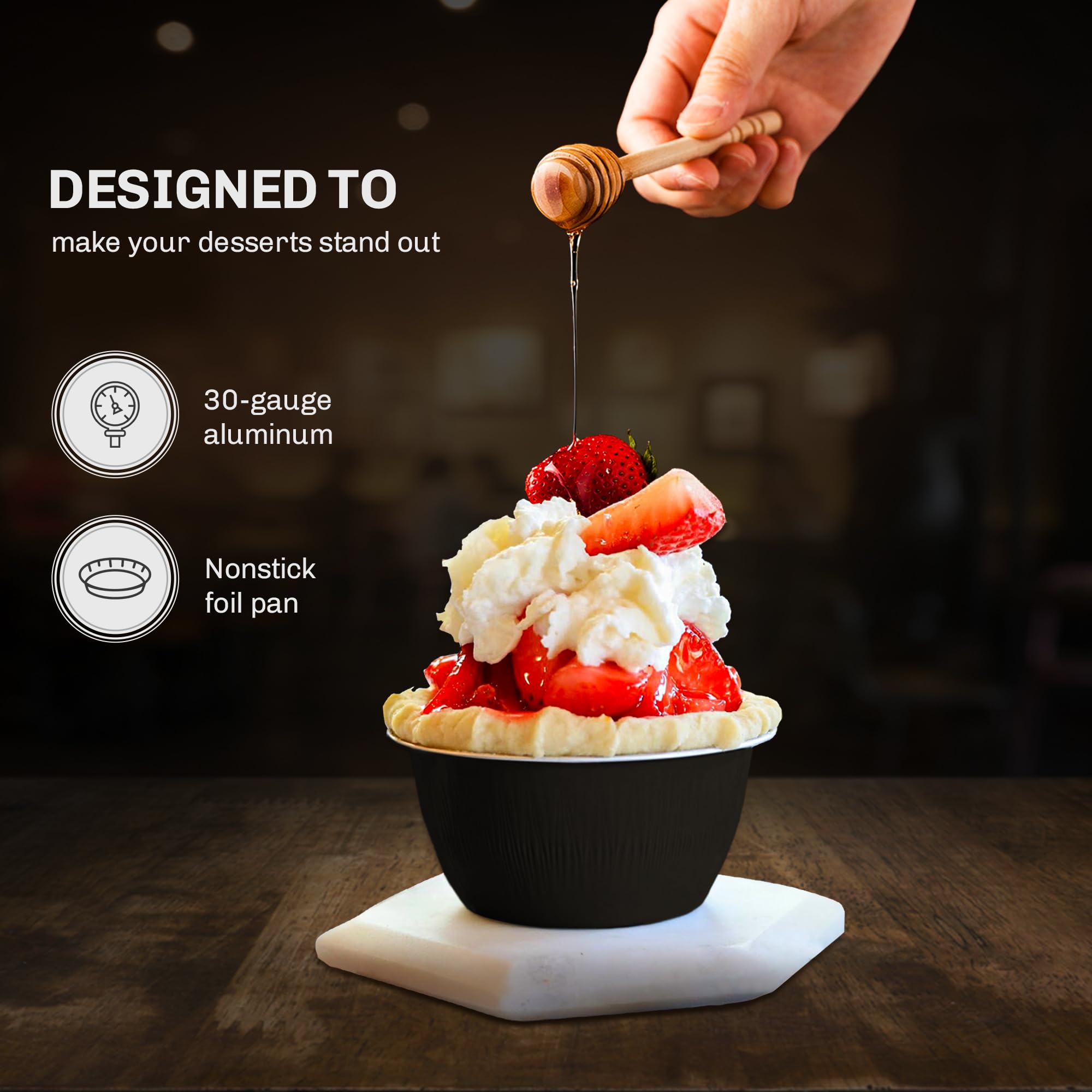 KitchenDance 4oz Disposable Black Aluminum Foil Baking Cups - 1000 Pack for Creme Brulee, Mini Desserts, Cupcakes & Muffins - Perfect for Home Baking, Party Catering & Food Prep | Durable & Non-Stick