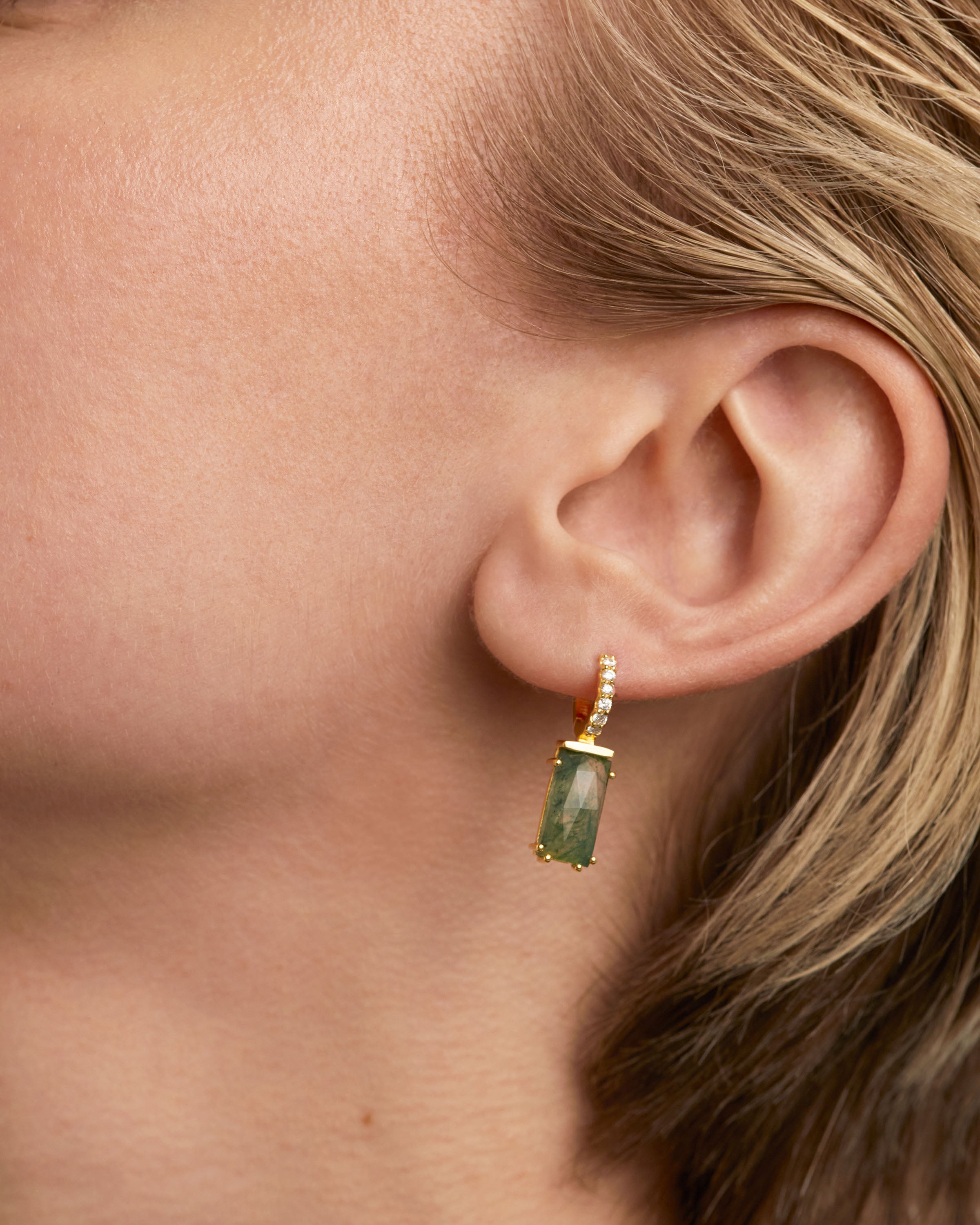 Kaori Moss Agate Single Earring - Natural Stone Dangle Earrings for Women, Handmade Boho Jewelry | Perfect for Weddings, Parties & Everyday Wear