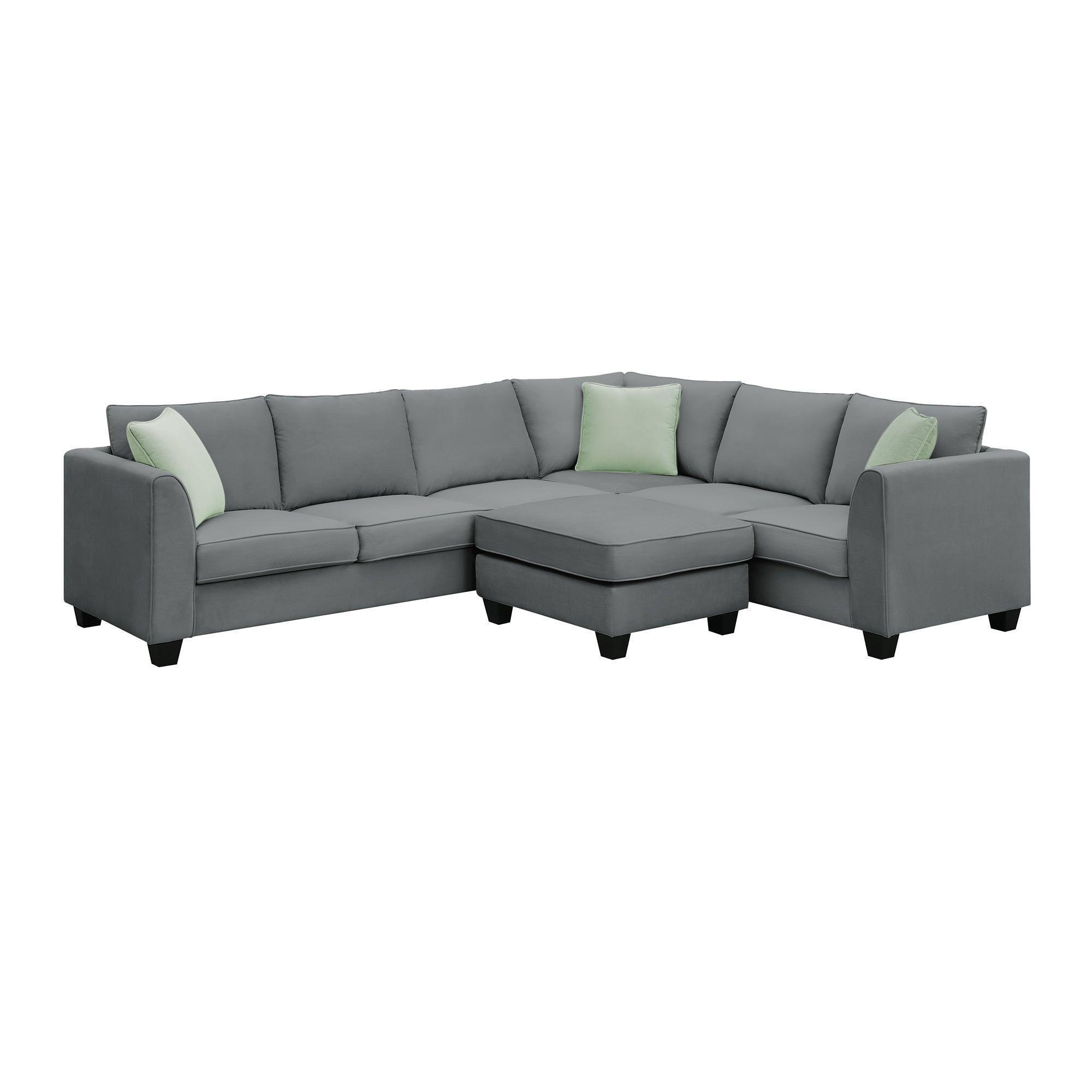 112x87 Inch Modular L-Shaped Sectional Sofa Set with Ottoman & 3 Pillows - 7-Seater Fabric Corner Couch for Living Room | Perfect for Family Gatherings & Movie Nights