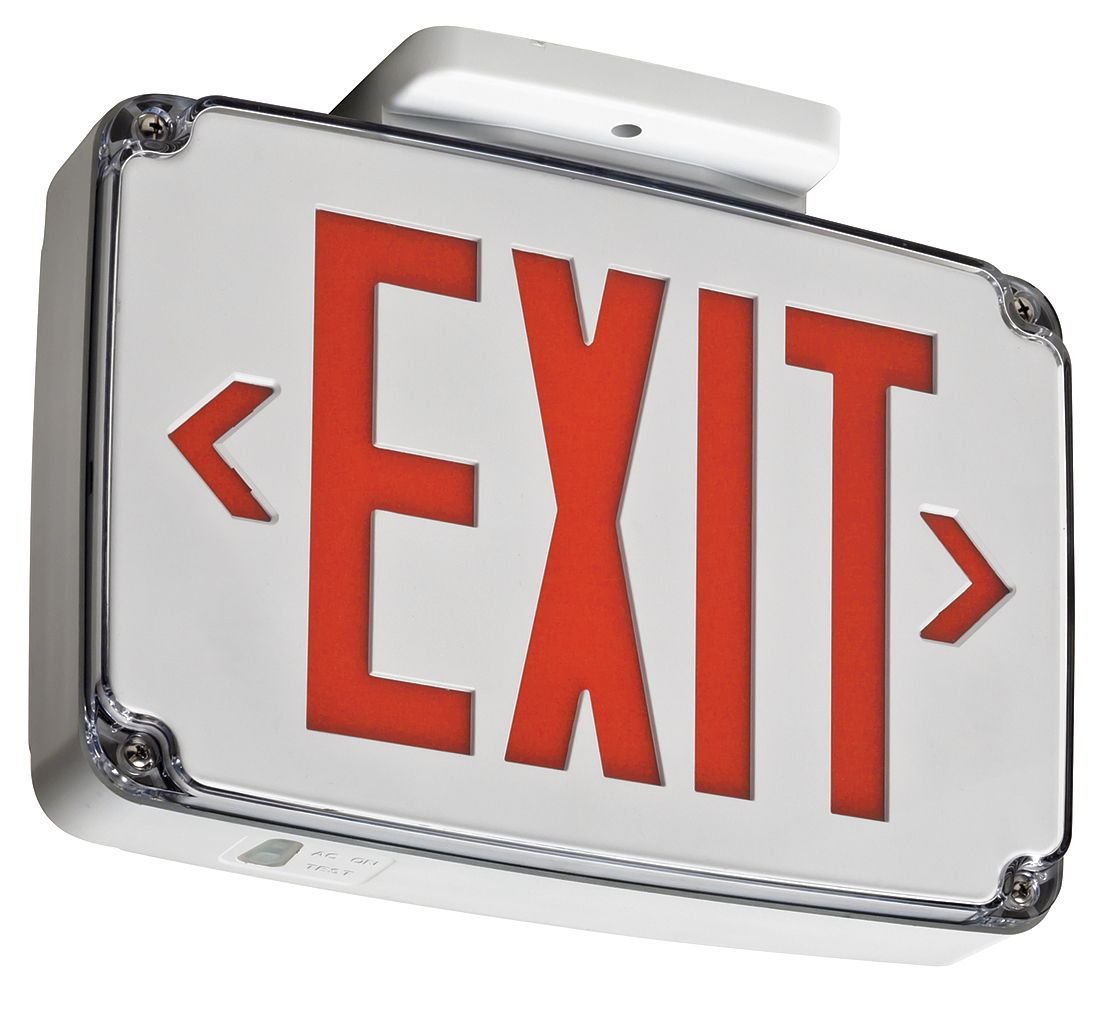 Wet Location Exit Sign - Red Dual-Sided LED Emergency Sign with Battery Backup for Indoor/Outdoor Use in Warehouses, Schools & Commercial Buildings
