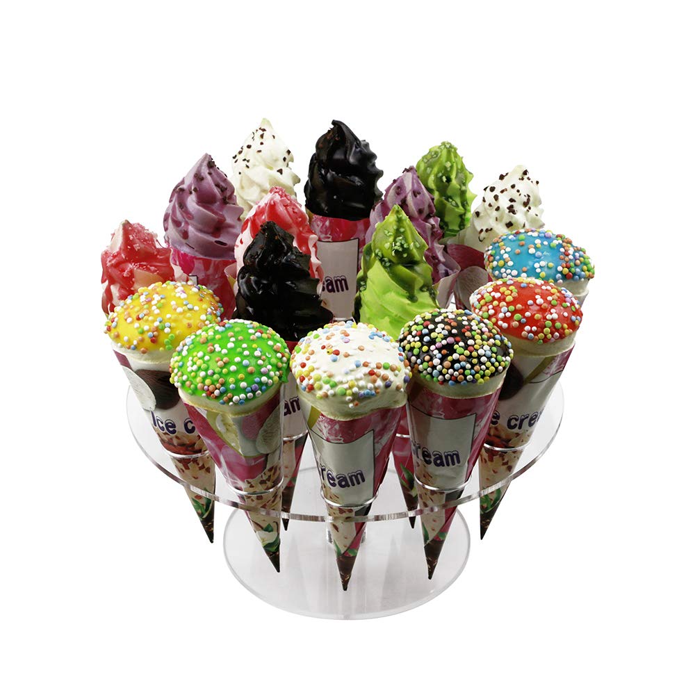 2-Pack Acrylic Ice Cream Cone Holder Stand - 16 Holes for Cotton Candy & Dessert Cones - Durable Party Serving Display for Ice Cream Shops, Carnivals & Home Baking