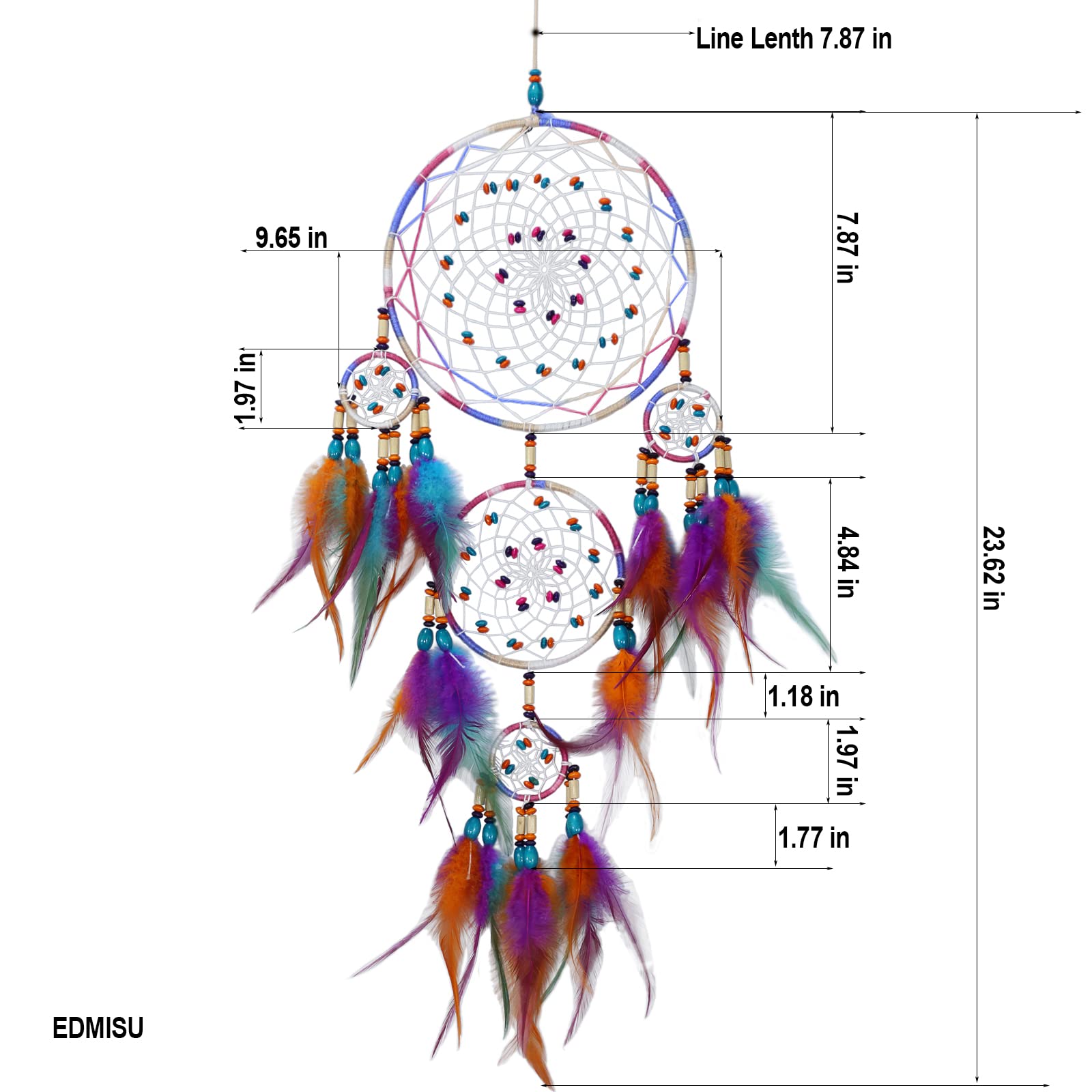 Handmade Boho Dream Catcher - Traditional Round Feather Wall Hanging for Bedroom & Living Room Decor | Perfect for Nursery, Wedding, Festival & Home Decoration