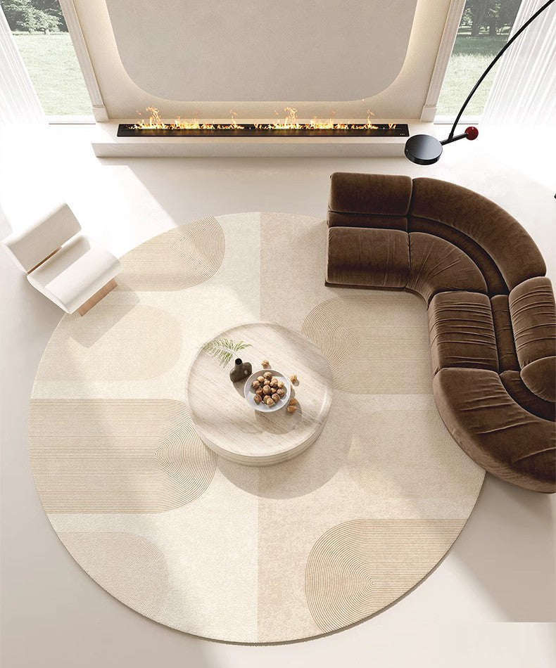 Modern Round Bathroom Rugs - Non-Slip Circular Contemporary Rugs for Living Room, Bedroom & Under Coffee Table - Soft & Stylish Home Decor for Cozy Spaces