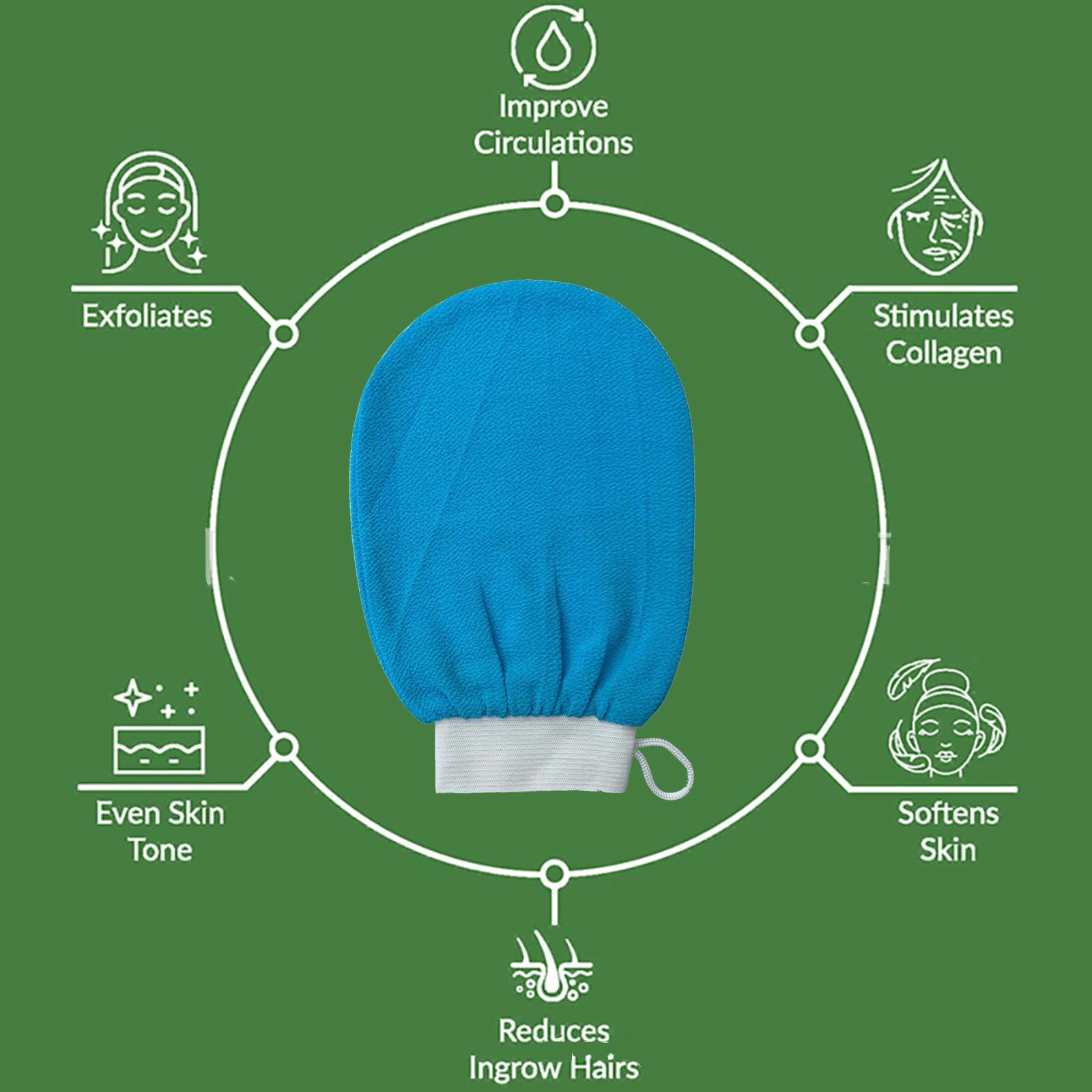 Premium Moroccan Kessa Exfoliating Gloves - Body Scrub Mitt for Smooth Skin, At-Home Shower & Bath Exfoliation, Washable & Reusable - Perfect for Dead Skin Removal, Spa Days & Self-Care Routines