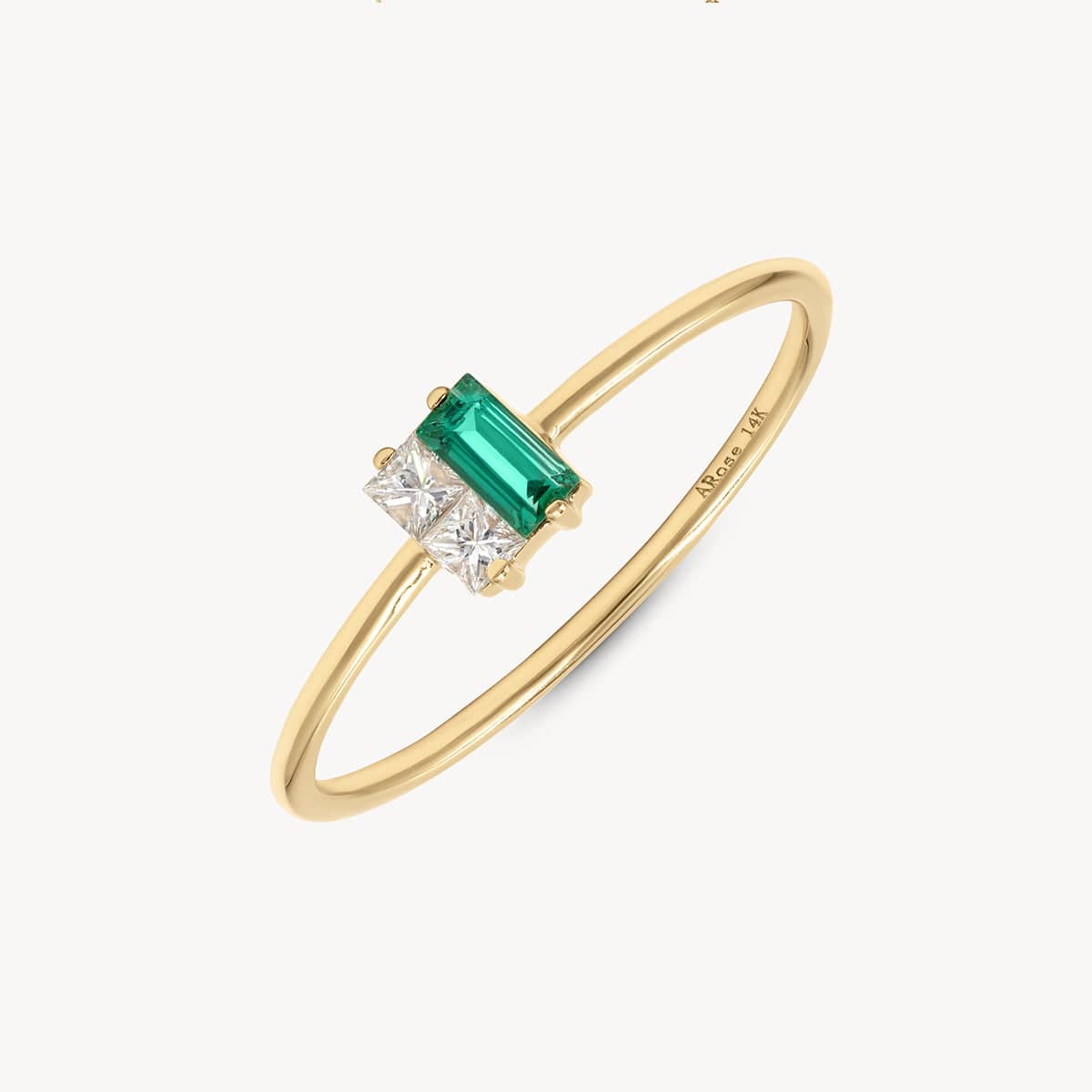 Emerald Diamond Twinkle Ring - 14K Gold Plated Elegant Jewelry for Women, Perfect for Engagement, Anniversary & Special Occasions