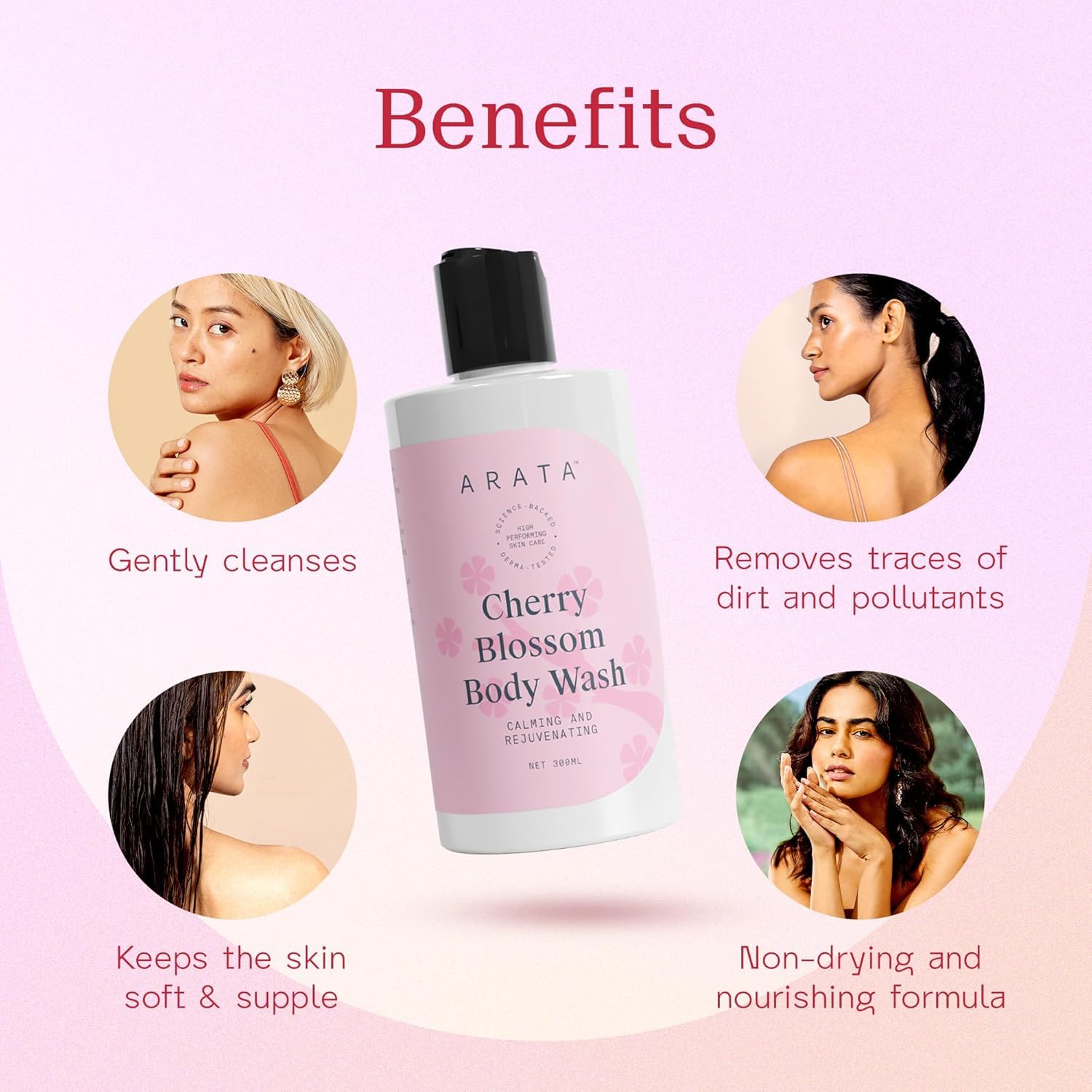 **Ar..ta Cherry Blossom Body Wash for Women & Men (10 Fl Oz) – Hydrating Shower Gel for Soft Skin, Gentle Cleansing & Nourishing Formula | Long-Lasting Floral Scent, Natural, Vegan & Cruelty-Free | Perfect for Daily Shower & Spa Relaxation**