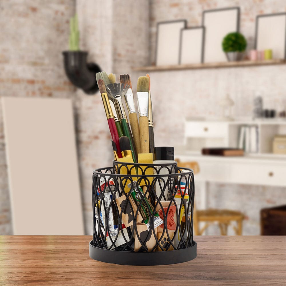 2-Tier Rotating Utensil Holder with Twist Loop Design - Perfect for Kitchen Countertop Organization & Spice Jar Storage