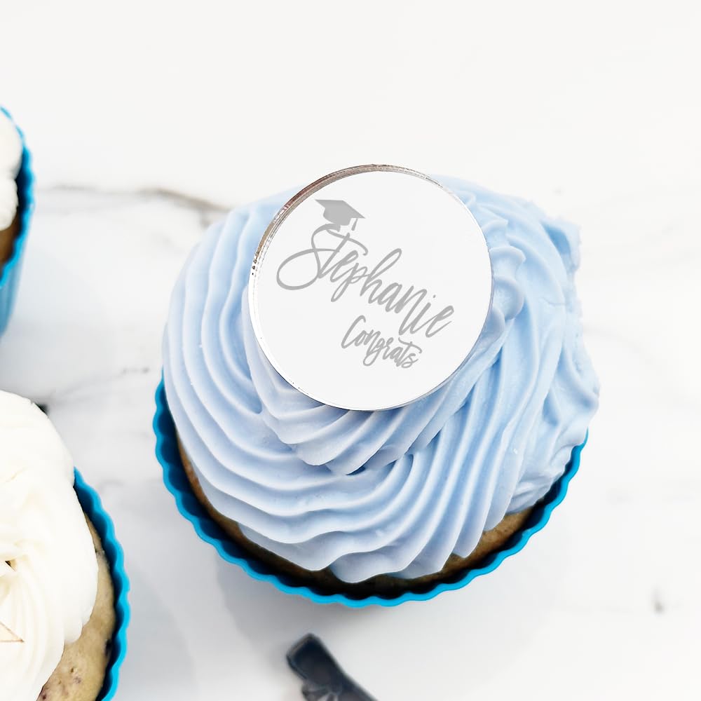 (12 Pack) Personalized Graduation Cupcake Toppers 2024 - Custom Cake Decorations for Graduation Parties, Commencement Ceremonies & School Celebrations - Perfect for High School, College & University Graduates