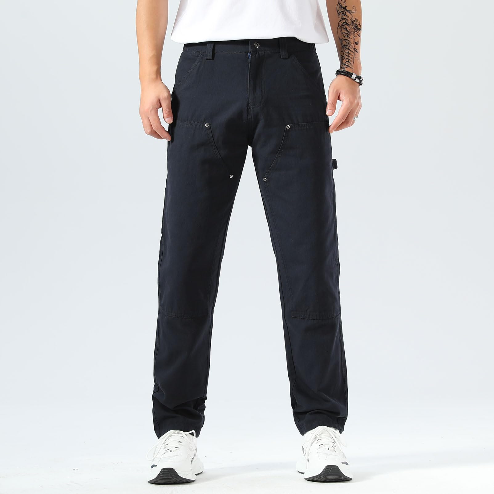 **Durable Men's Work Pants - Straight Fit Carpenter & Utility Pants with Double Knee, Twill Fabric - Ideal for Construction, Painting & Outdoor Labor**