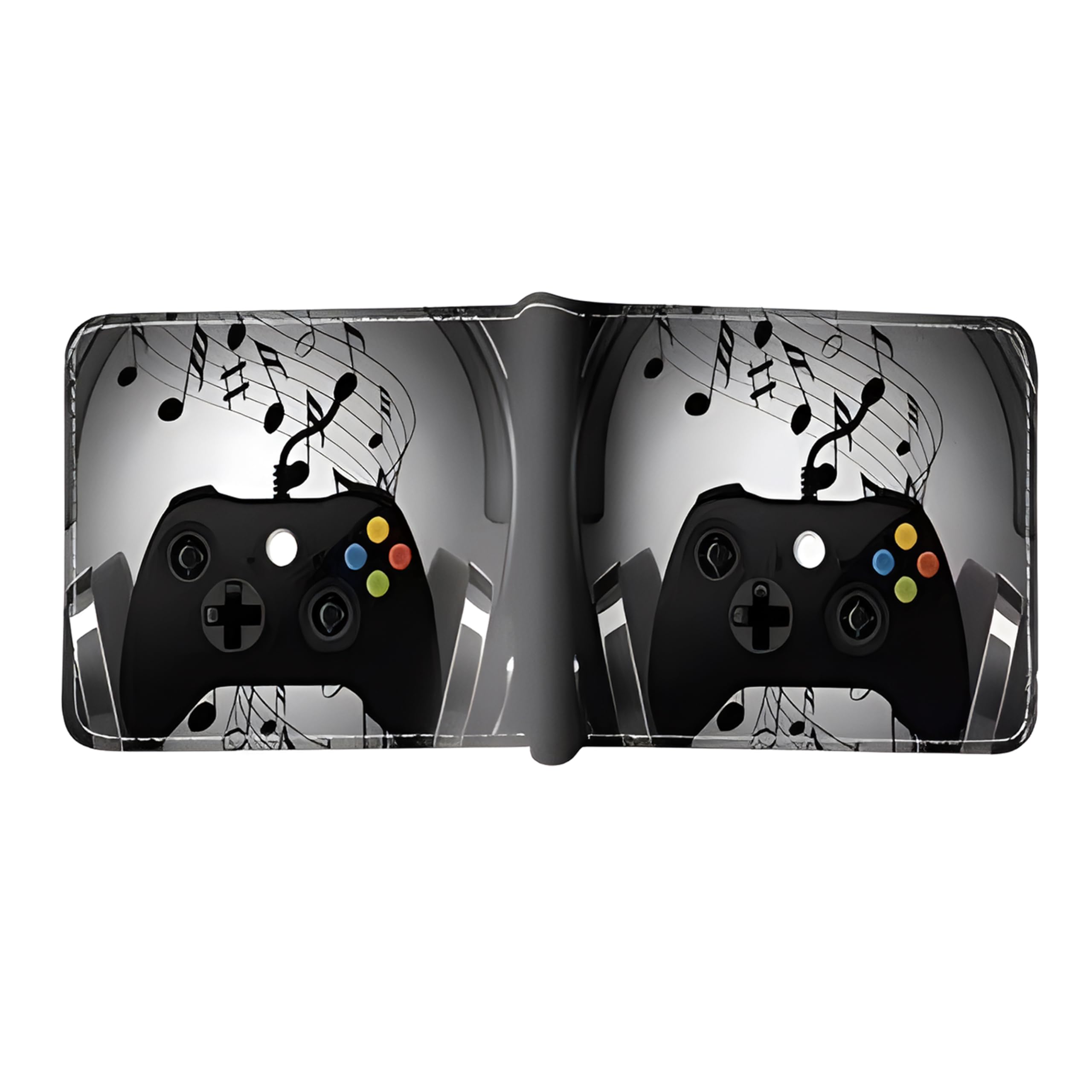 Premium Leather Gaming Wallet for Men & Teens - Slim Bi-Fold Game Card Holder with Coin Pocket - Perfect for Gamers, E-Sports Enthusiasts & Daily Use - Ideal for Carrying Credit Cards, IDs & Gaming Accessories (Game-Earphone Design)