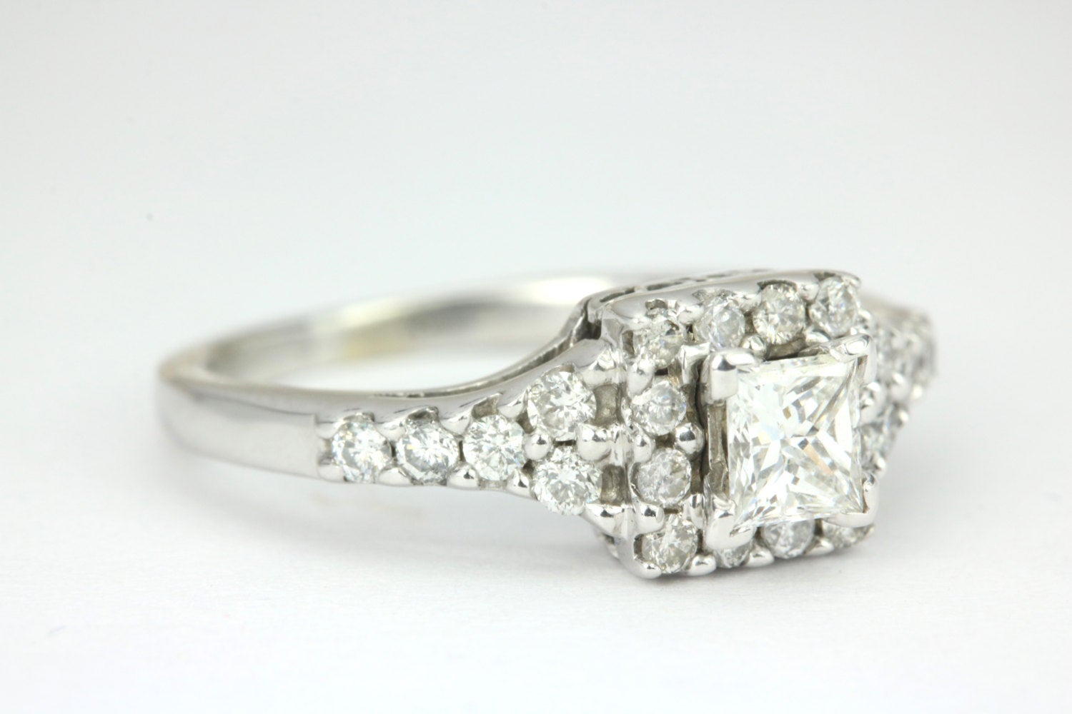 1.15tcw Art Deco Vintage Princess Cut Diamond Engagement Ring - Elegant Wedding & Proposal Jewelry for Her