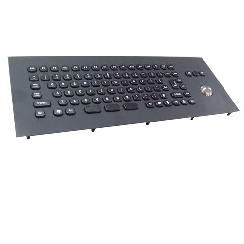 KBS PC MINI2 EXT BL Compact Black Stainless Steel Keyboard with Trackball, FN Keys - Perfect for Office Work, Gaming & Space-Saving Computer Setup