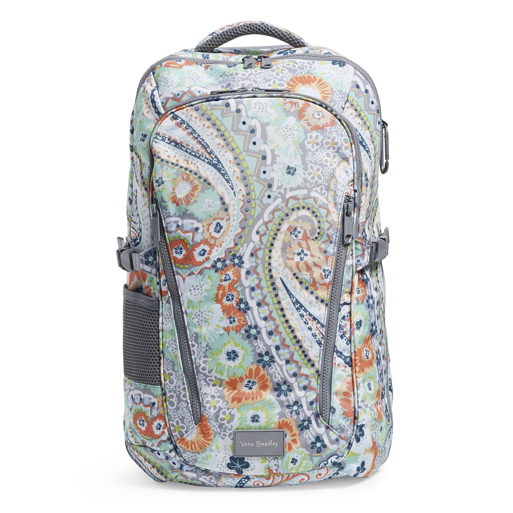 Vera Bradley Women's Recycled Lighten Up Lay Flat Backpack - Citrus Paisley Print, Eco-Friendly Travel Bag for Work, School & Weekend Getaways | One Size US
