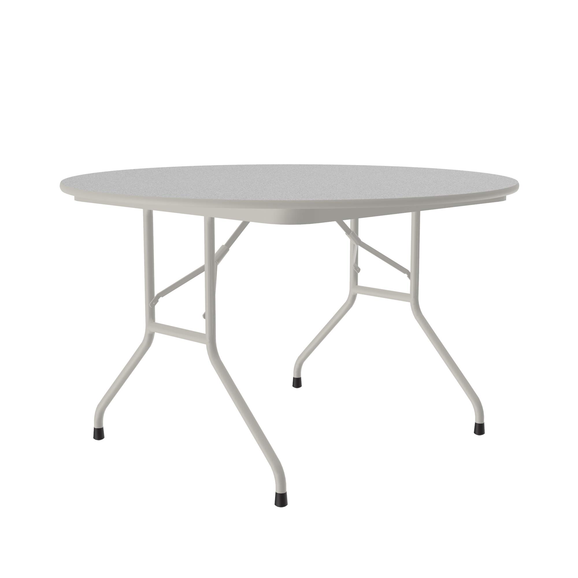 **Correll 48-Inch Round Commercial Folding Table - Heavy Duty, Gray Granite Melamine Top, 5/8