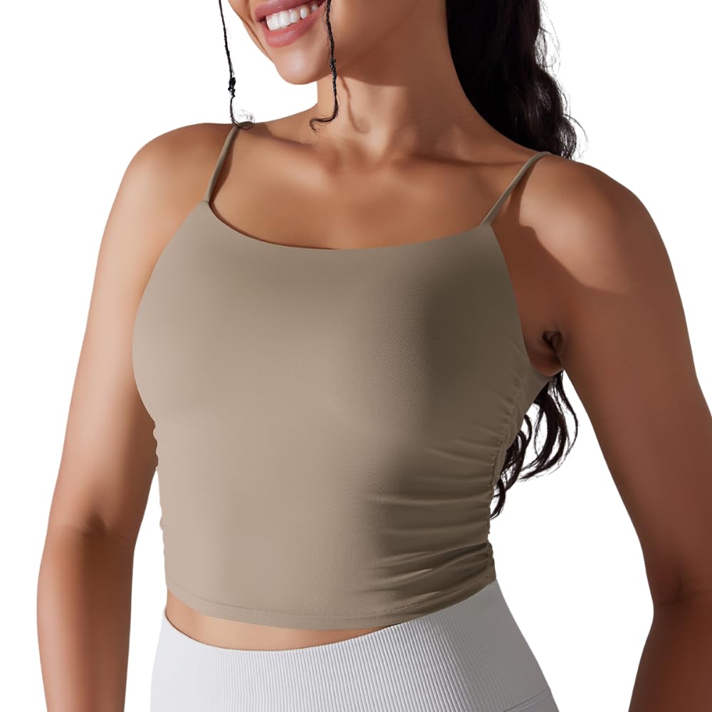 QUECY® Women's Slim Seamless Cami Tops - Skinny Spaghetti Strap Backless Shirts for Yoga, Workout, Gym - Perfect for Summer, Beach & Casual Wear