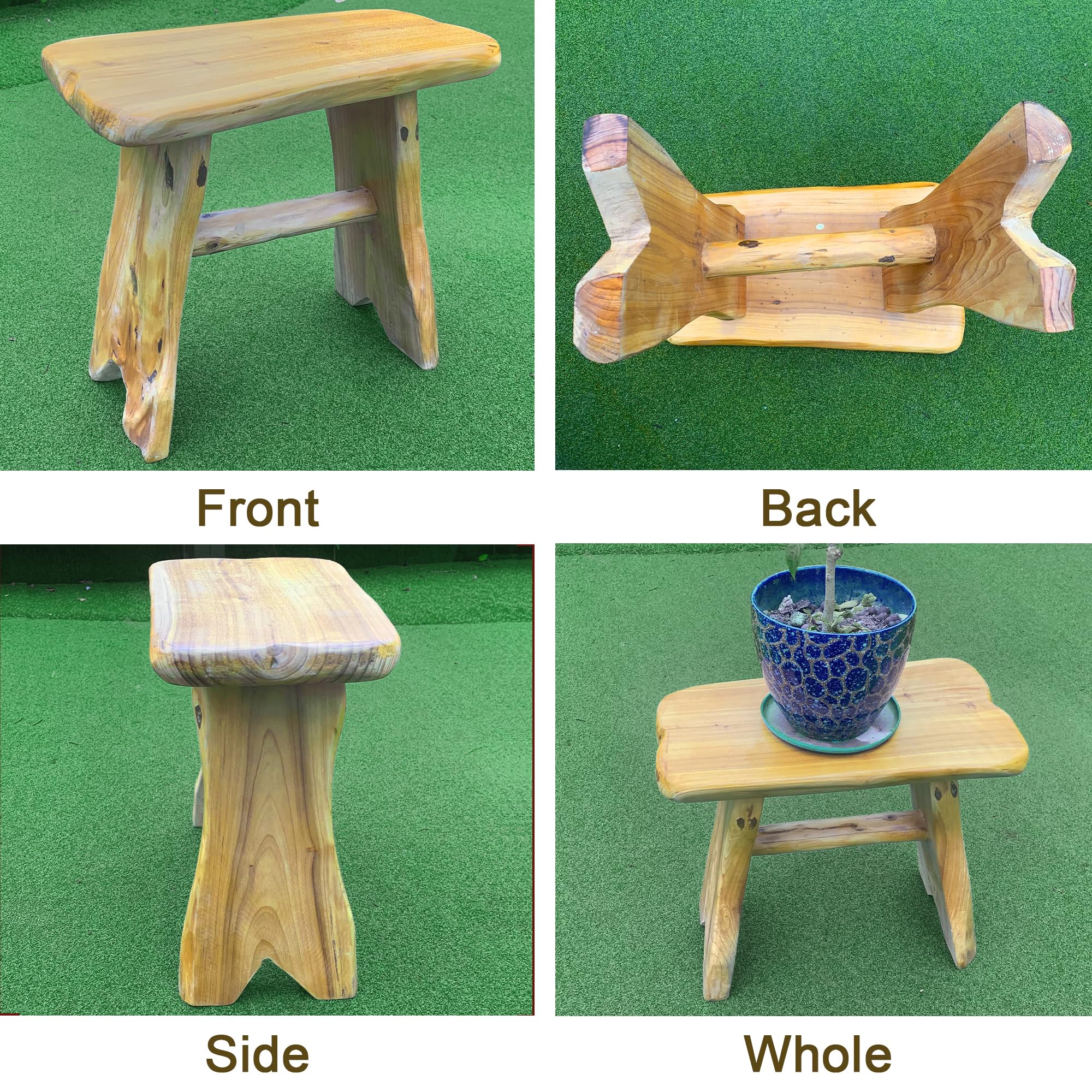 Natural Wooden Tree Stump Plant Stand Stool - Small Rustic Side Table & Bench for Indoor/Outdoor Decor | Perfect for Living Room, Patio, Garden & Boho Home Decor
