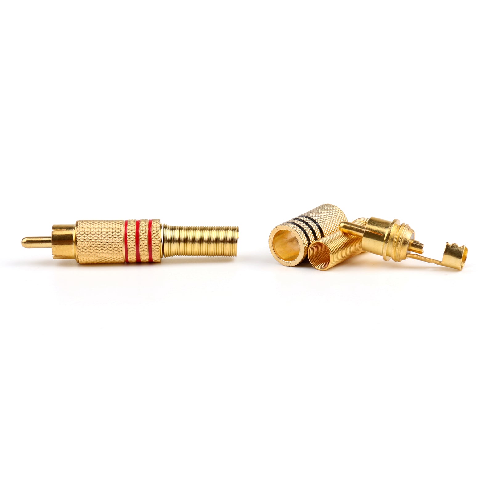 10 Pcs Gold Plated RCA Male Audio Connectors - High-Quality Metal Spring for Home Theater, Car Audio & Stereo Systems