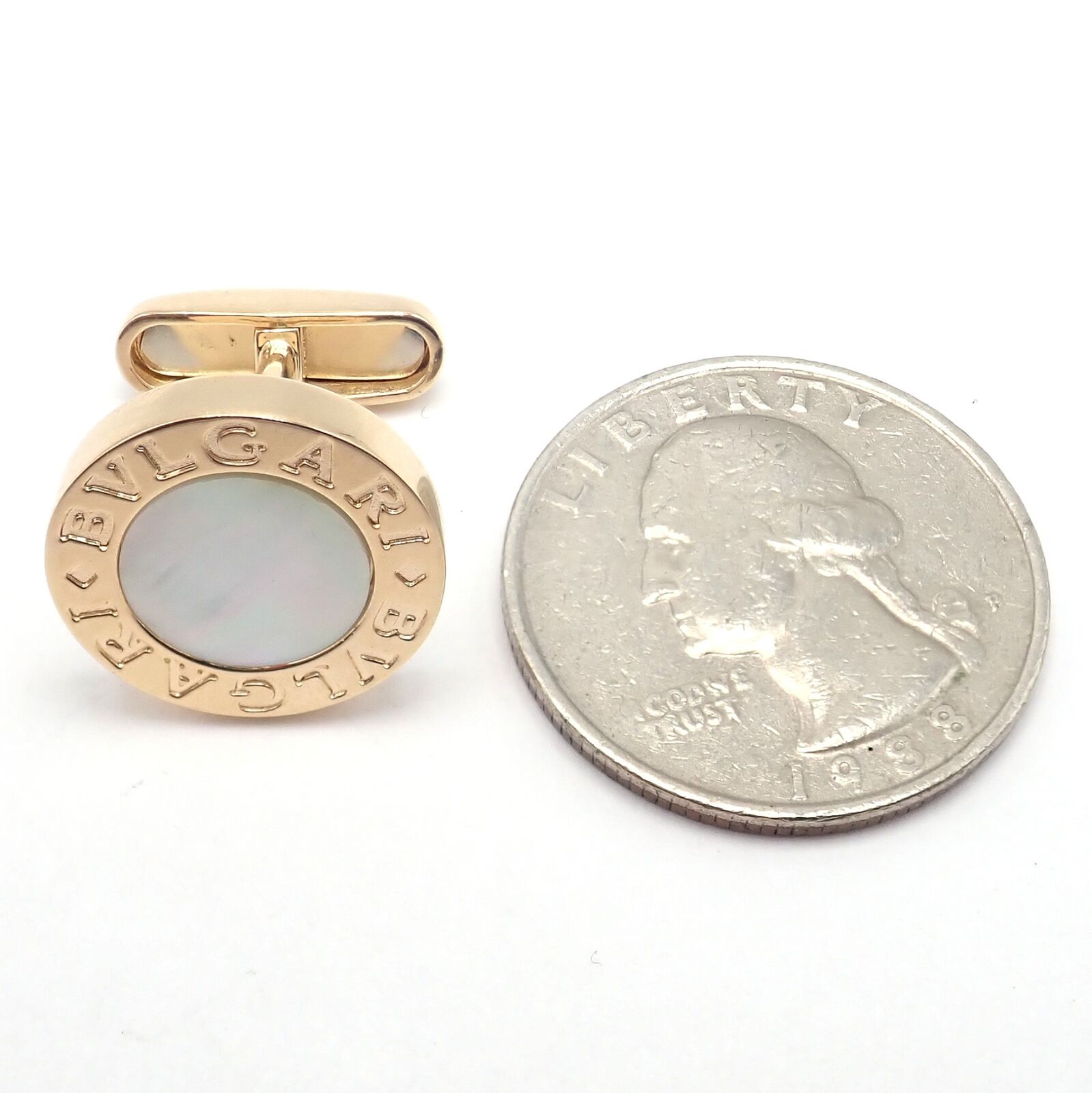Authentic Bvlgari 18k Yellow Gold Multicenter Cufflink Set - Luxury Men's Jewelry for Formal Events & Business Attire