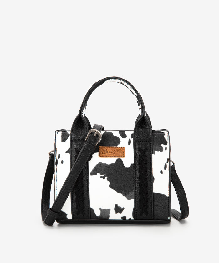 Wrangler Cow Print Mini Tote Bag - Stylish Western Crossbody Purse for Women | Perfect for Shopping, Travel & Everyday Use
