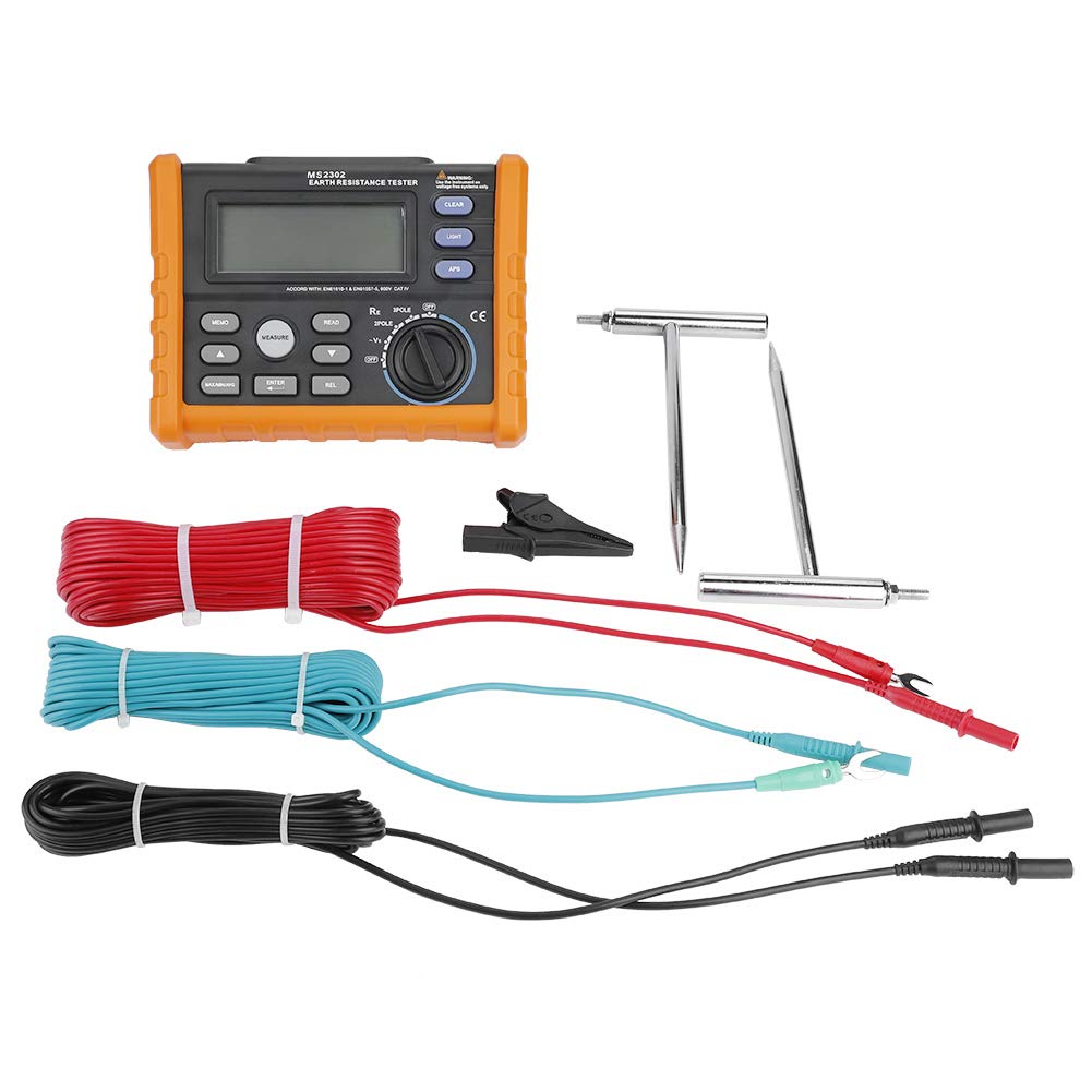 MS2302 Digital Grounding Meter Tester - 0-4K Ohm Resistance Measurement with 100 Groups Data Logging - Perfect for Electrical Safety Testing, Industrial Maintenance and Home DIY Projects