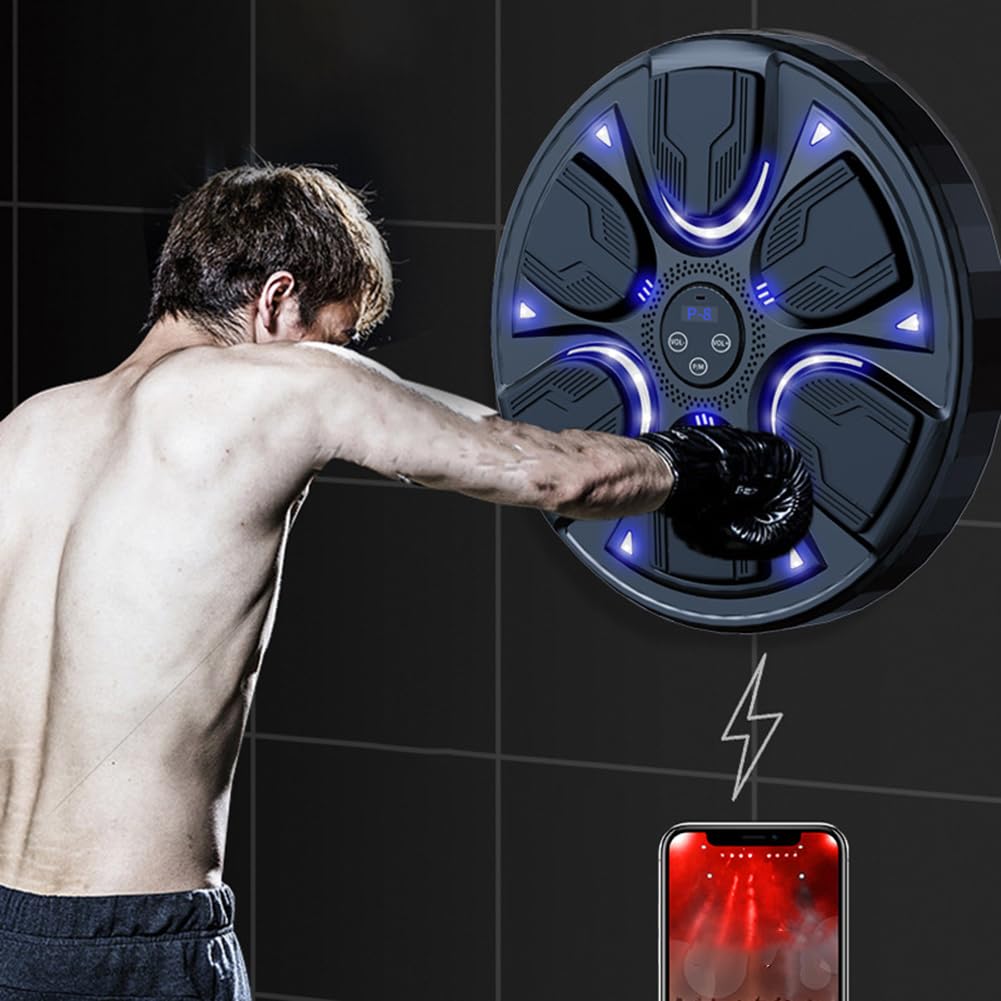 ENCOMAG Bluetooth Boxing Machine with Gloves - Smart Electronic Punching Bag for Home Gym, Wall Mountable Music Boxing Trainer - Perfect for Fitness, Stress Relief & Boxing Training at Home