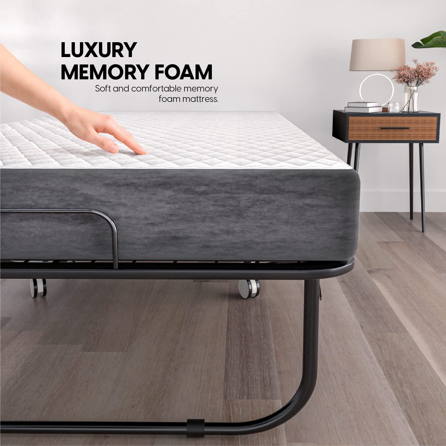 EconoHome Twin Size Folding Bed with 5-inch Memory Foam Mattress - 75x38 Inch Portable Rollaway Guest Bed - Space-Saving Foldable Design for Easy Storage (31 Inch) - Perfect for Small Apartments, Guest Rooms & Home Offices