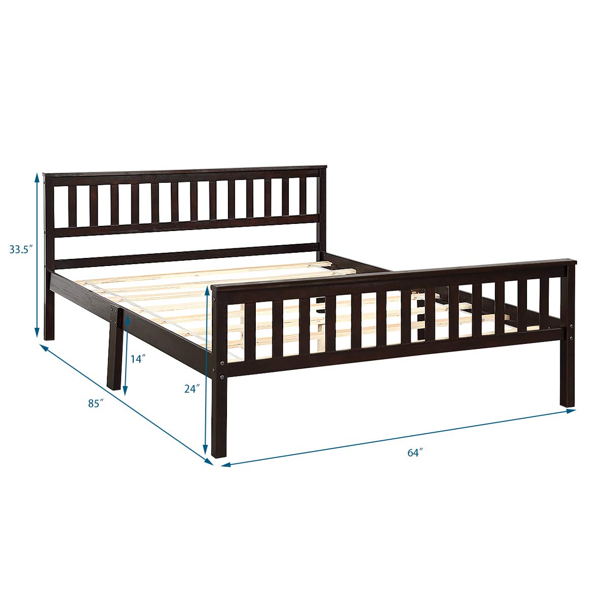Giantex Solid Wood Queen Platform Bed Frame with Headboard & Footboard - Heavy Duty Wood Slat Support, No Box Spring Needed, Espresso Finish - Perfect for Master Bedrooms, Guest Rooms & Modern Home Decor