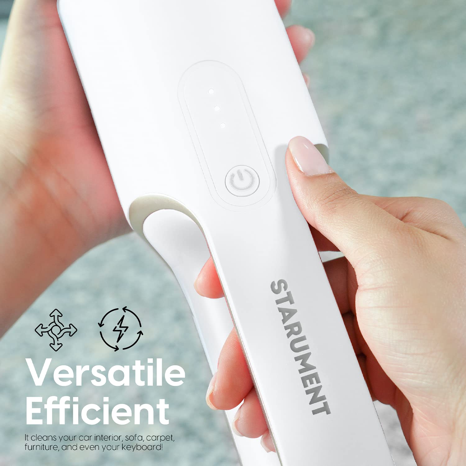 Starument Cordless Handheld Vacuum Cleaner - Powerful Suction for Dust, Dirt & Pet Hair - Compact Rechargeable USB-C Vacuum for Home, Office, Car Cleaning - Perfect for Quick Cleanups, Pet Owners & Small Spaces (White)
