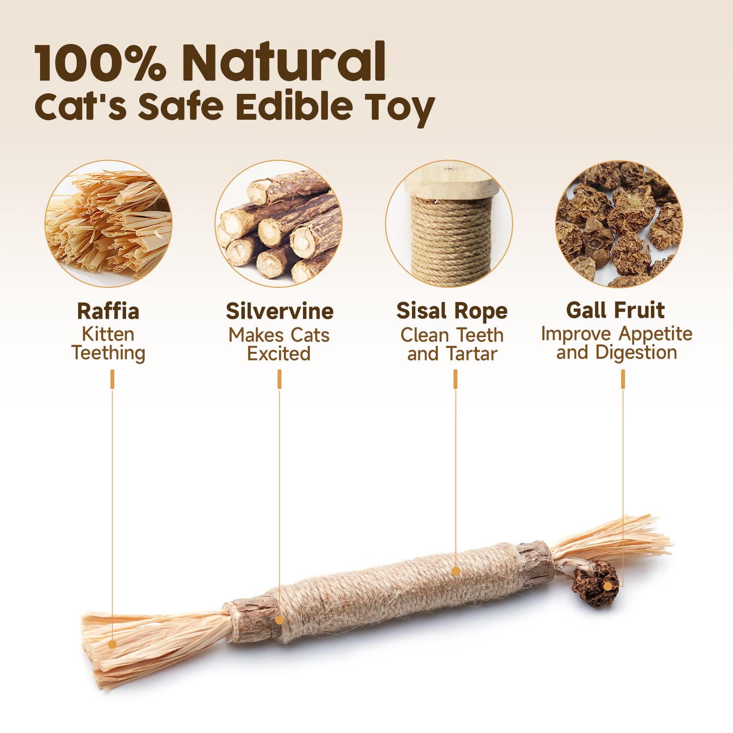 Potaroma 3 Pack Natural Silvervine Sticks for Cats - Catmint Silvervine Blend Chew Toys, Teeth Cleaning & Dental Care Treats, Edible Kitty Lick Sticks for Kittens, Perfect for Indoor Play & Stress Relief