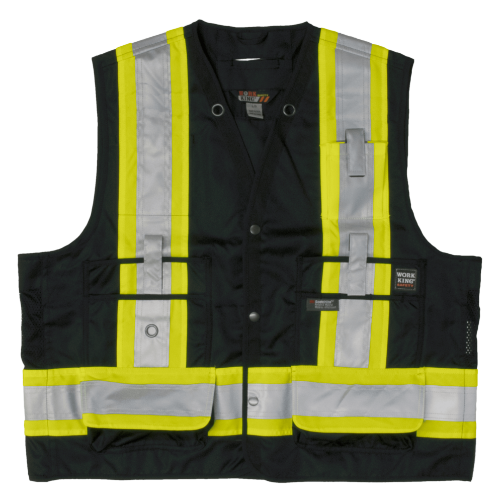 Tough Duck Surveyor's Safety Vest S313 - High Visibility Work Vest for Construction & Road Workers - ANSI Compliant Reflective Safety Gear for Outdoor Job Sites