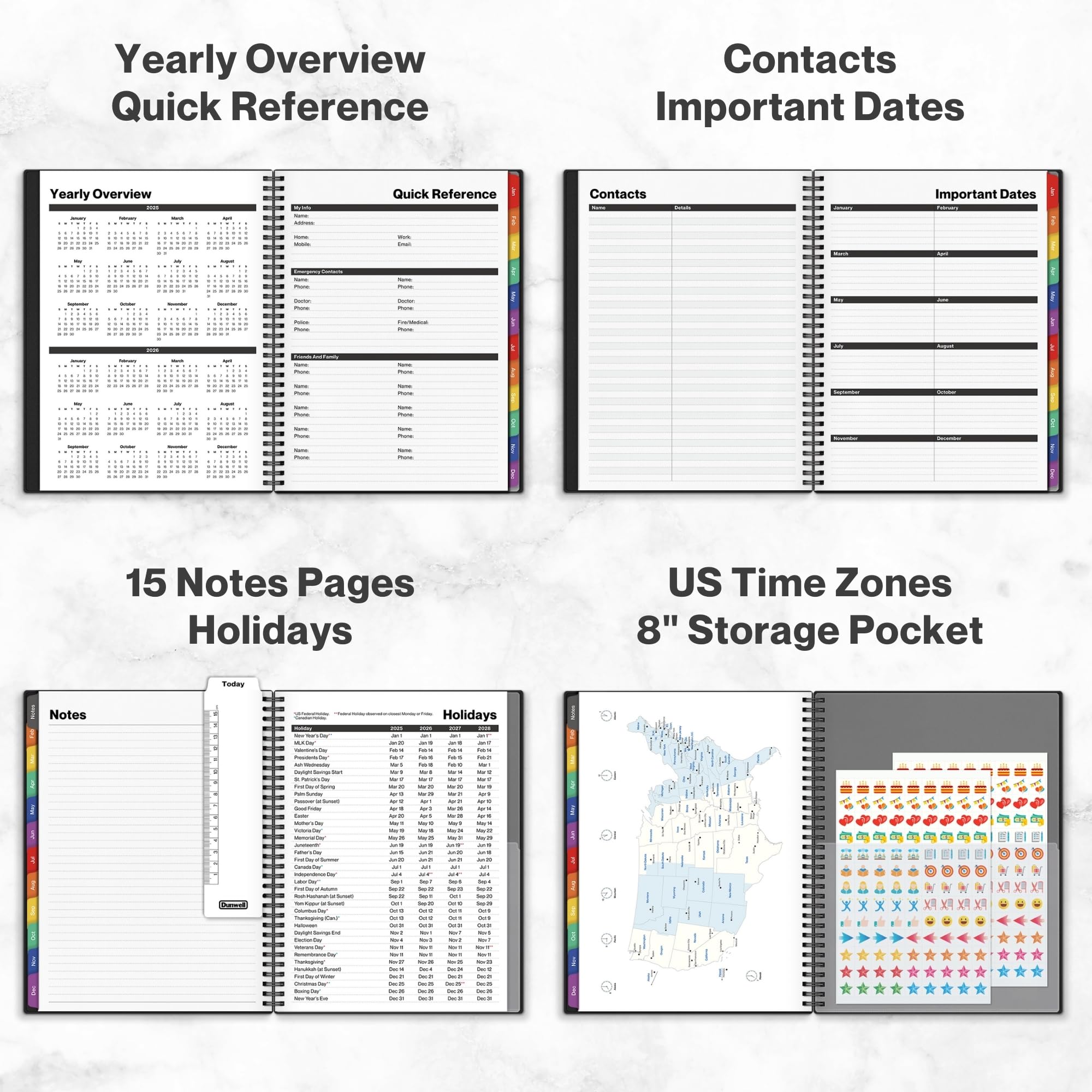 **Dunwell 2025 Appointment Book - 8.5x11 Inch Colorful Planner, Jan-Dec 2025, Large Daily & Weekly Organizer with Monthly Tabs, 15-Minute Quarter-Hourly Scheduling - Perfect for Professionals, Students & Office Use**