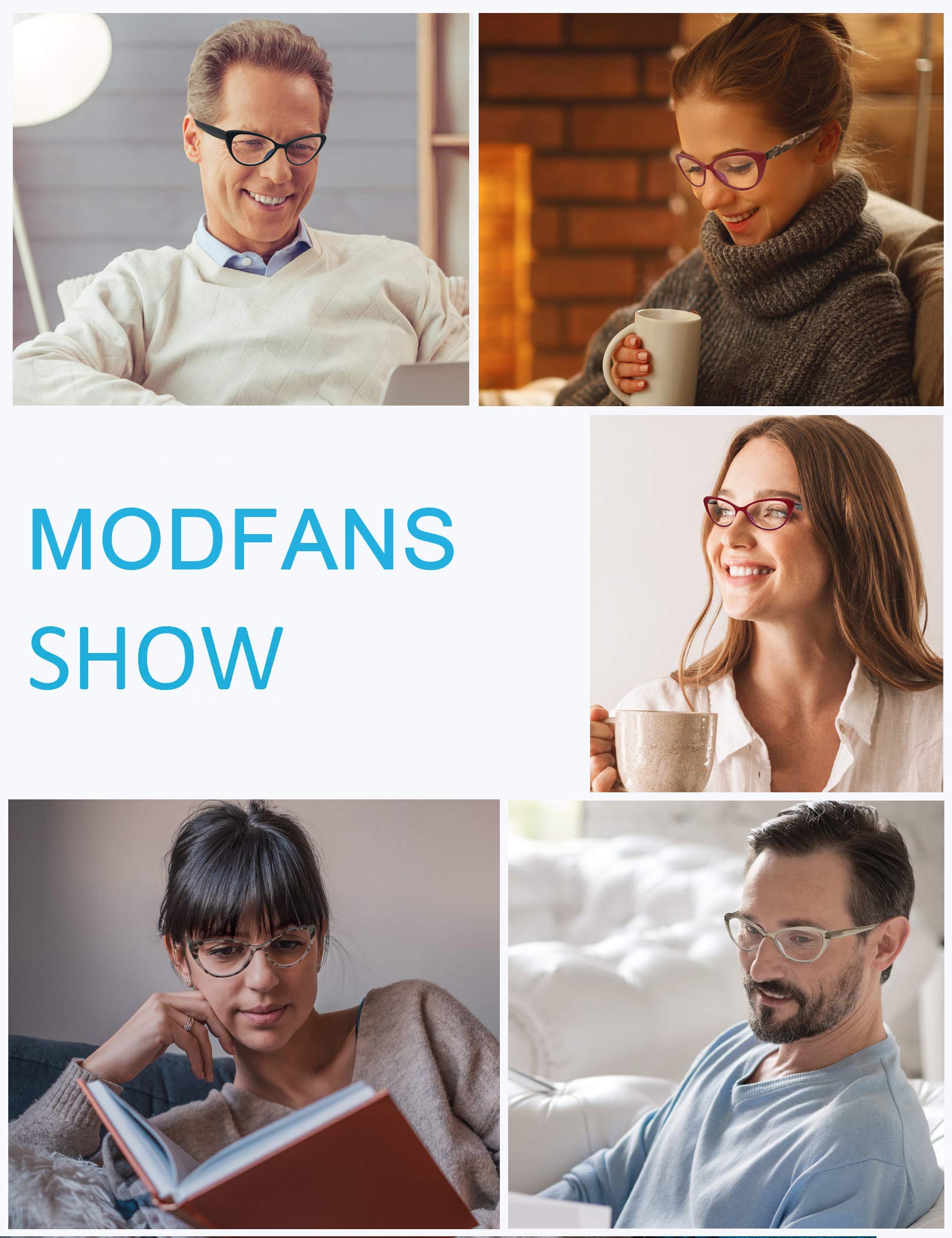 MODFANS Blue Light Blocking Reading Glasses - Progressive Multifocus Readers for Women & Men - Anti-Eye Strain Computer Glasses for Office Work, Screen Time & Digital Device Use