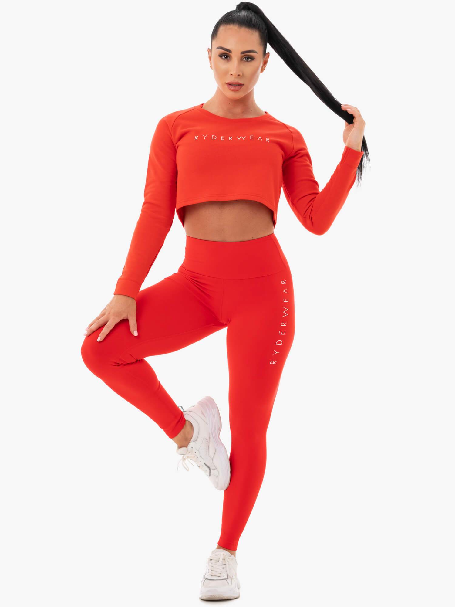 Staples Cropped Sweater Women's Red Knit Pullover - Perfect for Casual Outfits, Fall Layering & Cozy Winter Wear