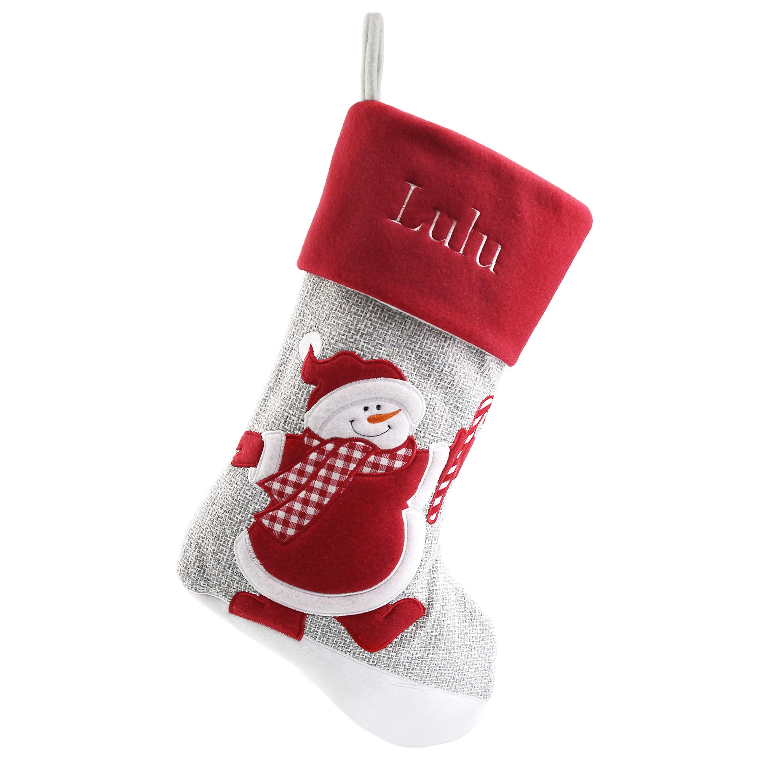 WEWILL Express 18'' Personalized Christmas Stockings with Snowman Embroidery - Custom Holiday Stockings for Family & Kids - Perfect for Fireplace Decor, Gift Giving & Christmas Traditions