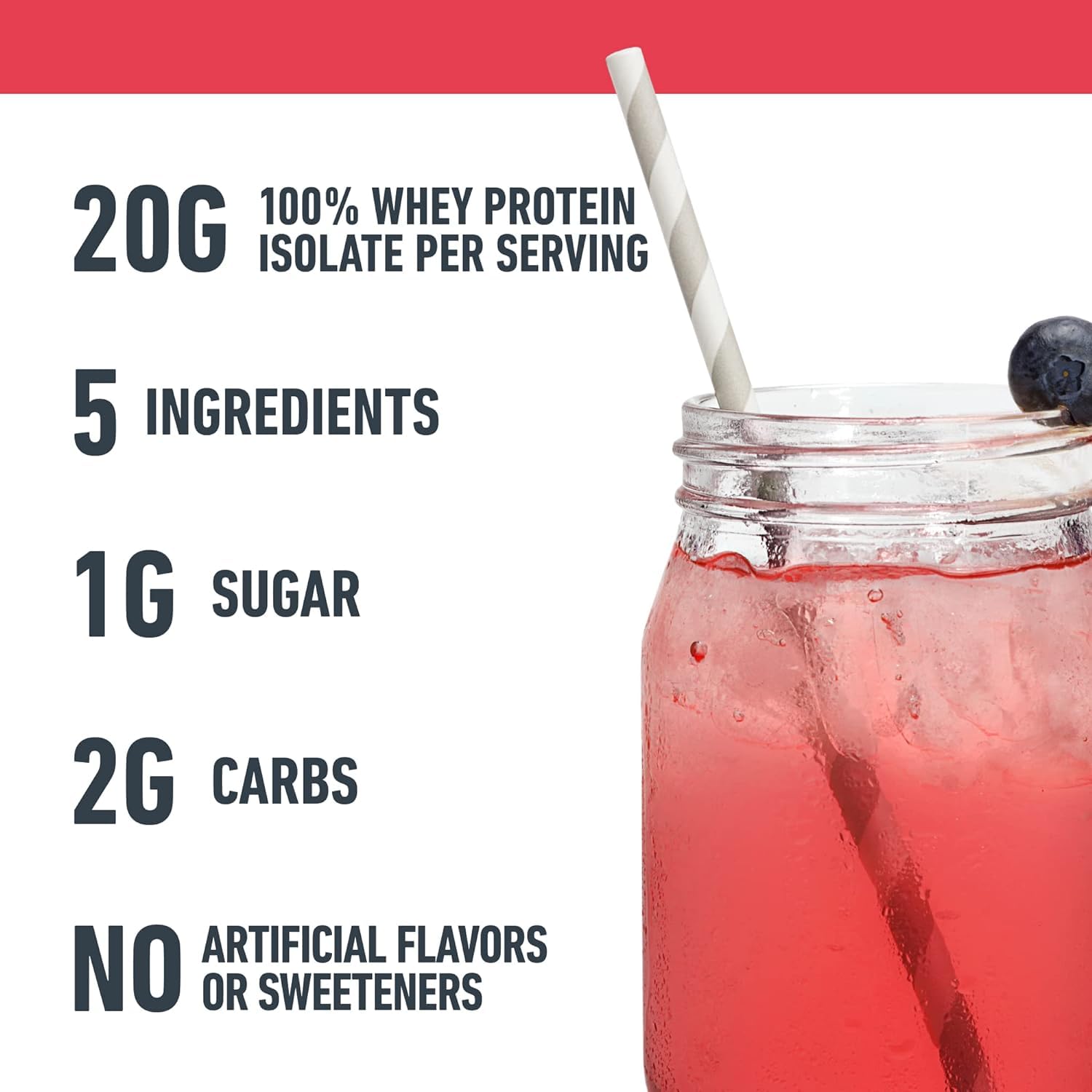 Isopure Clear Whey Isolate Protein Powder - Lactose Free, Gluten Free, Naturally Flavored Mixed Berry - 20g Protein Per Serving (14.1 Oz, 16 Servings) | Post-Workout Recovery & Healthy Lifestyle Supplement