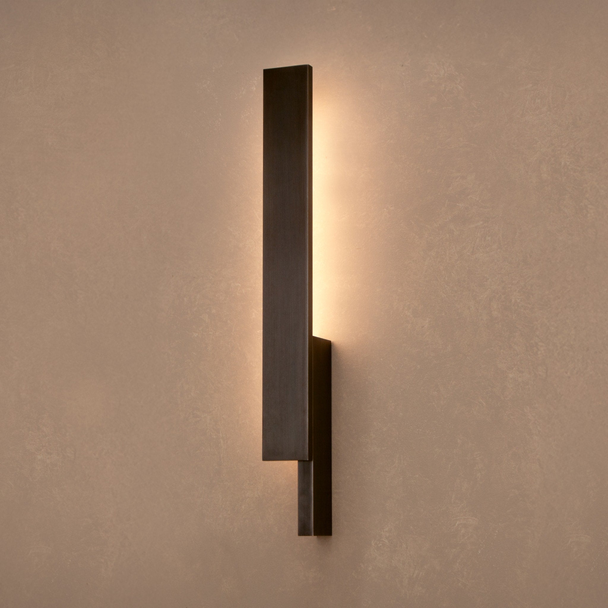BEN TOVIM DESIGN Bloc Wall Sconce - Left Side Blackened Patina Finish | Modern Industrial Wall Light for Living Room, Bedroom & Hallway
