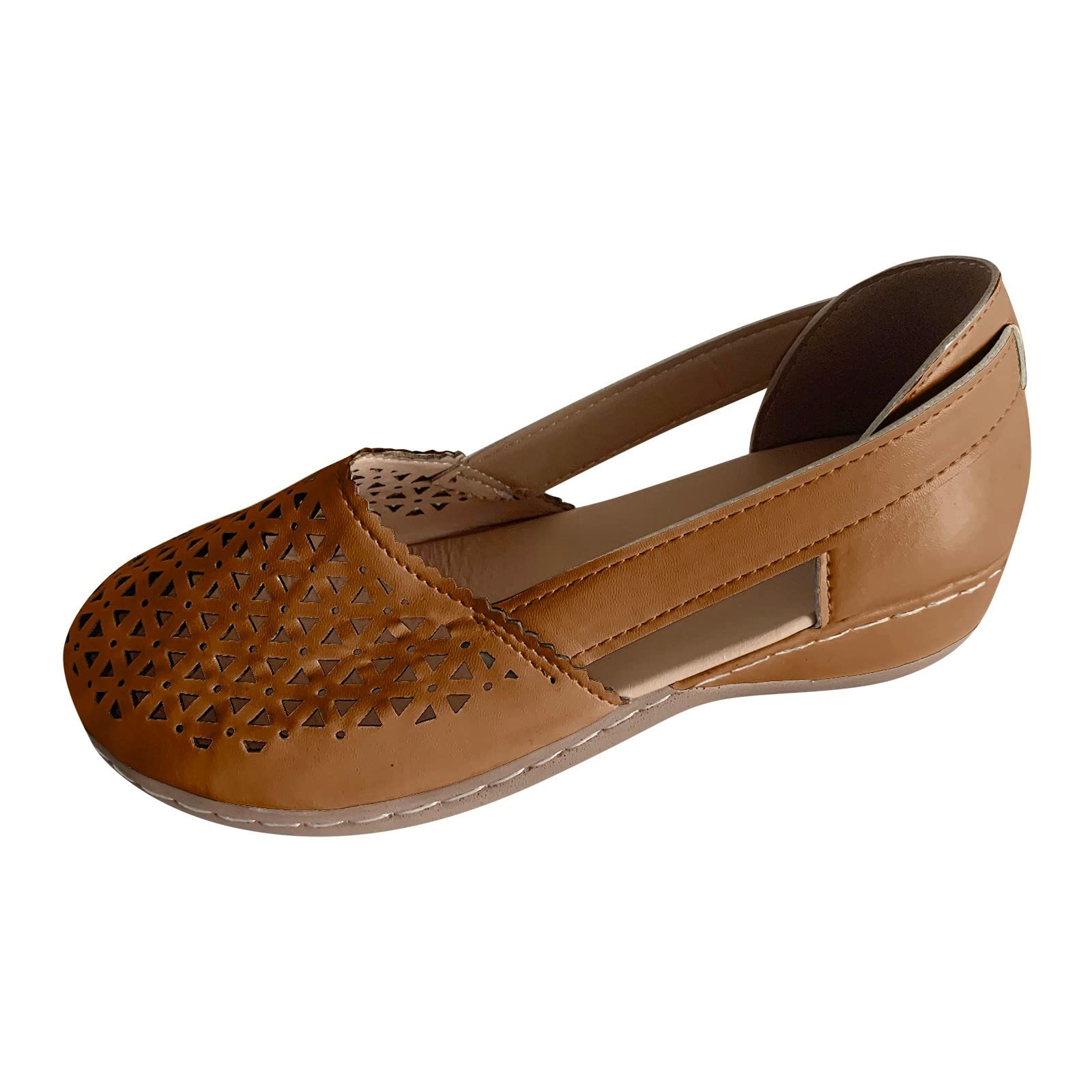 Women's Low Heel Roman Wedge Sandals with Elastic Strap - Comfortable Carved Casual Summer Sandals for Walking, Beach, and Everyday Wear